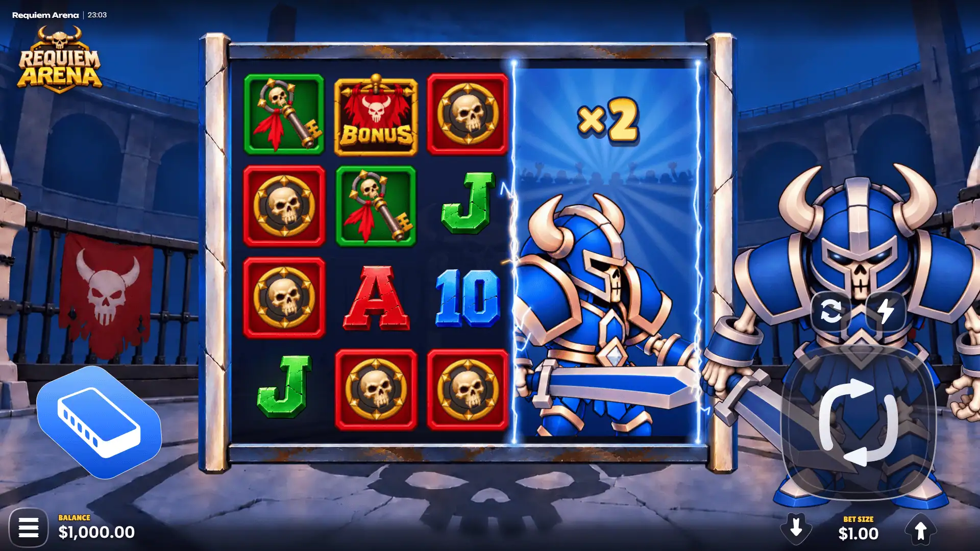 Requiem Arena slot gameplay reels