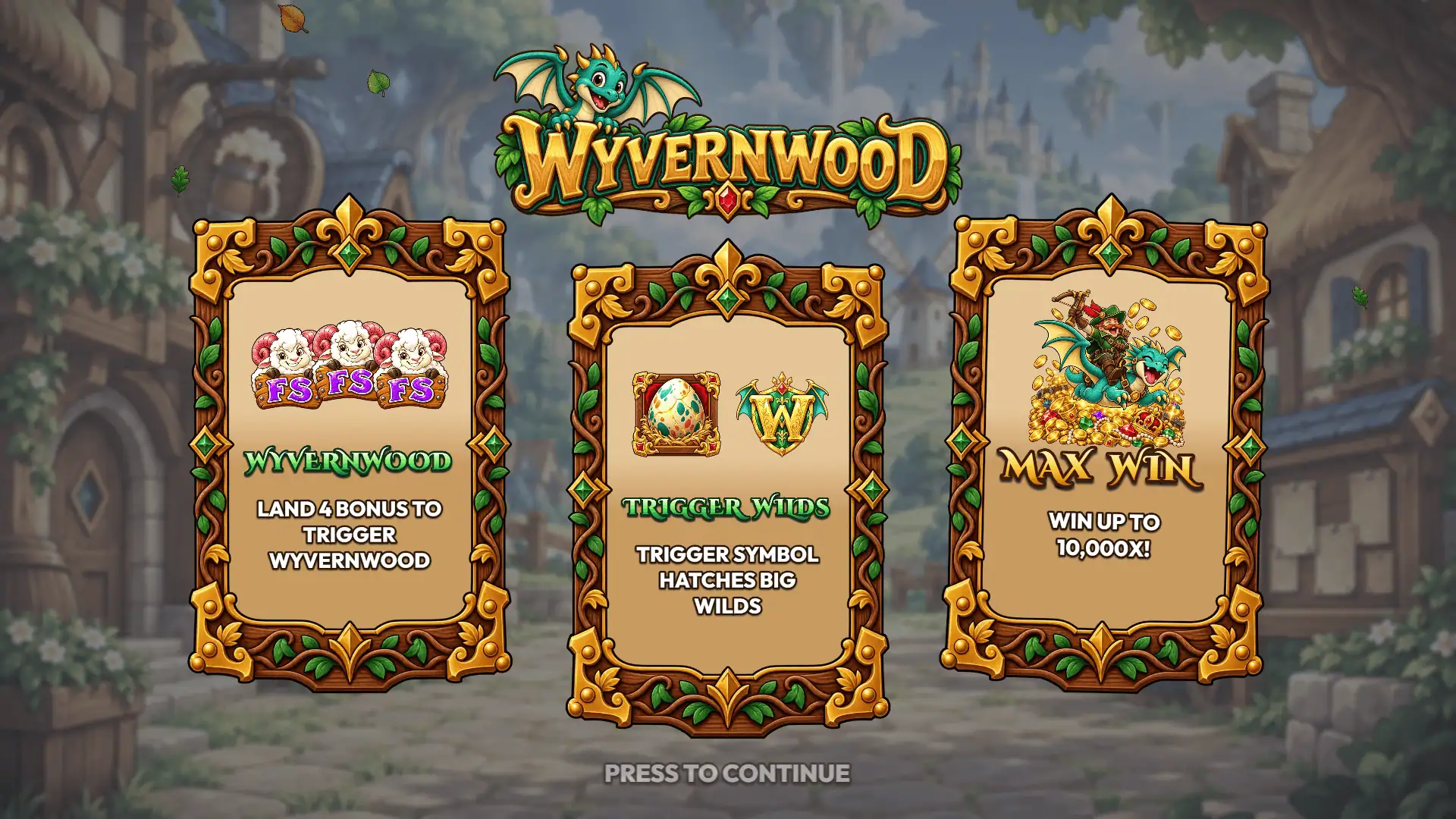 Wyvernwood slot intro screen
