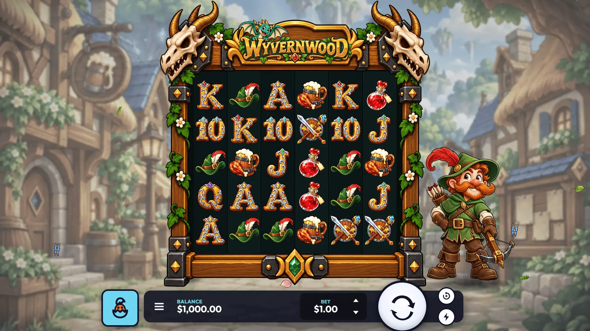 Wyvernwood slot gameplay reels
