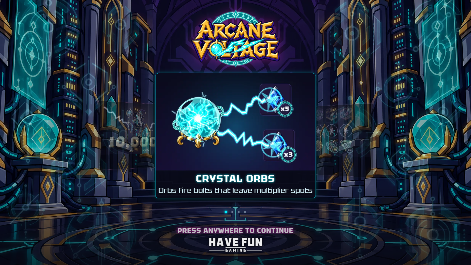 Arcane Voltage slot intro screen