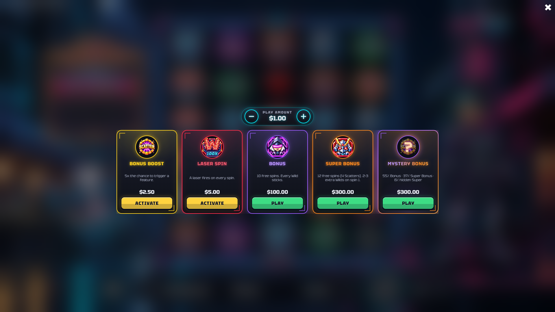 Laser Fuse bonus buy menu