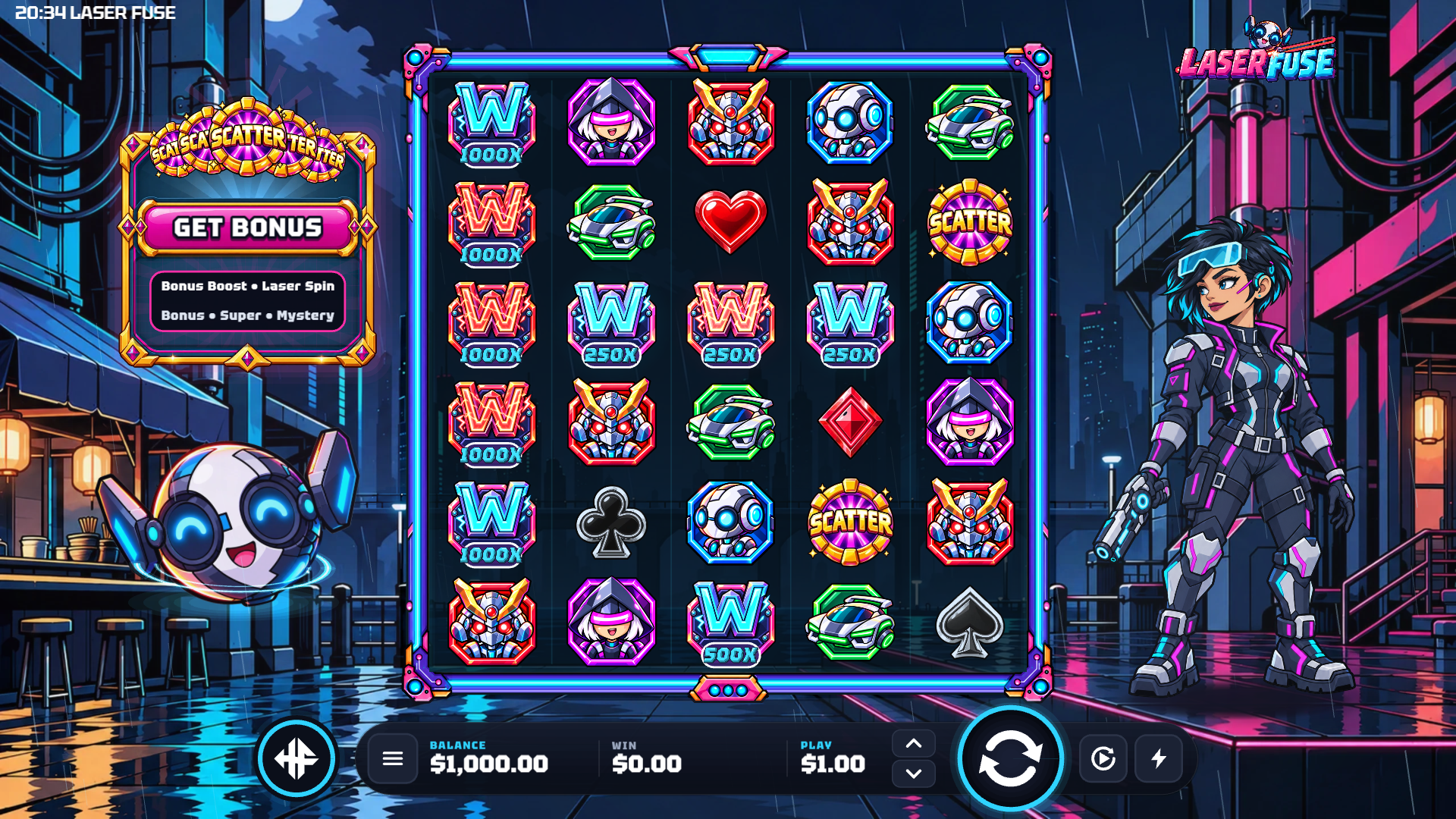Laser Fuse slot gameplay reels