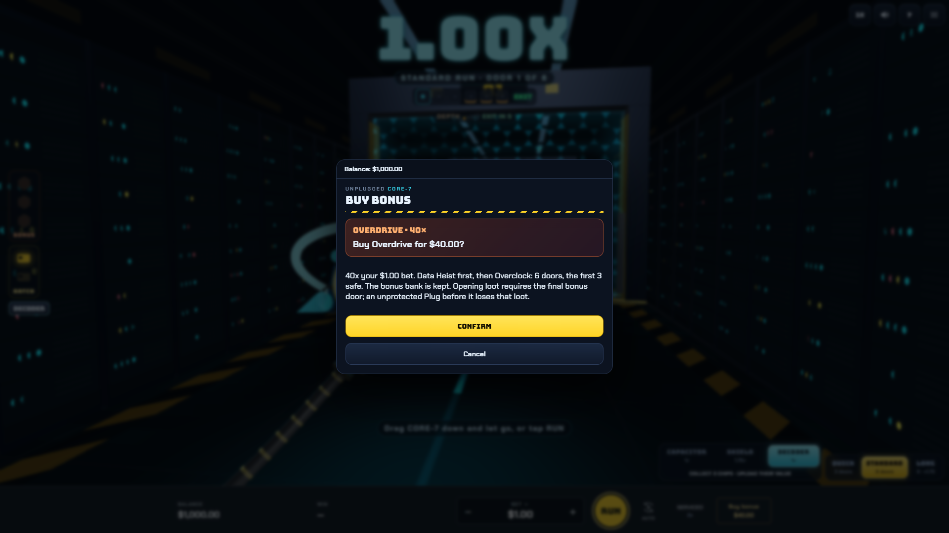 Unplugged bonus buy menu