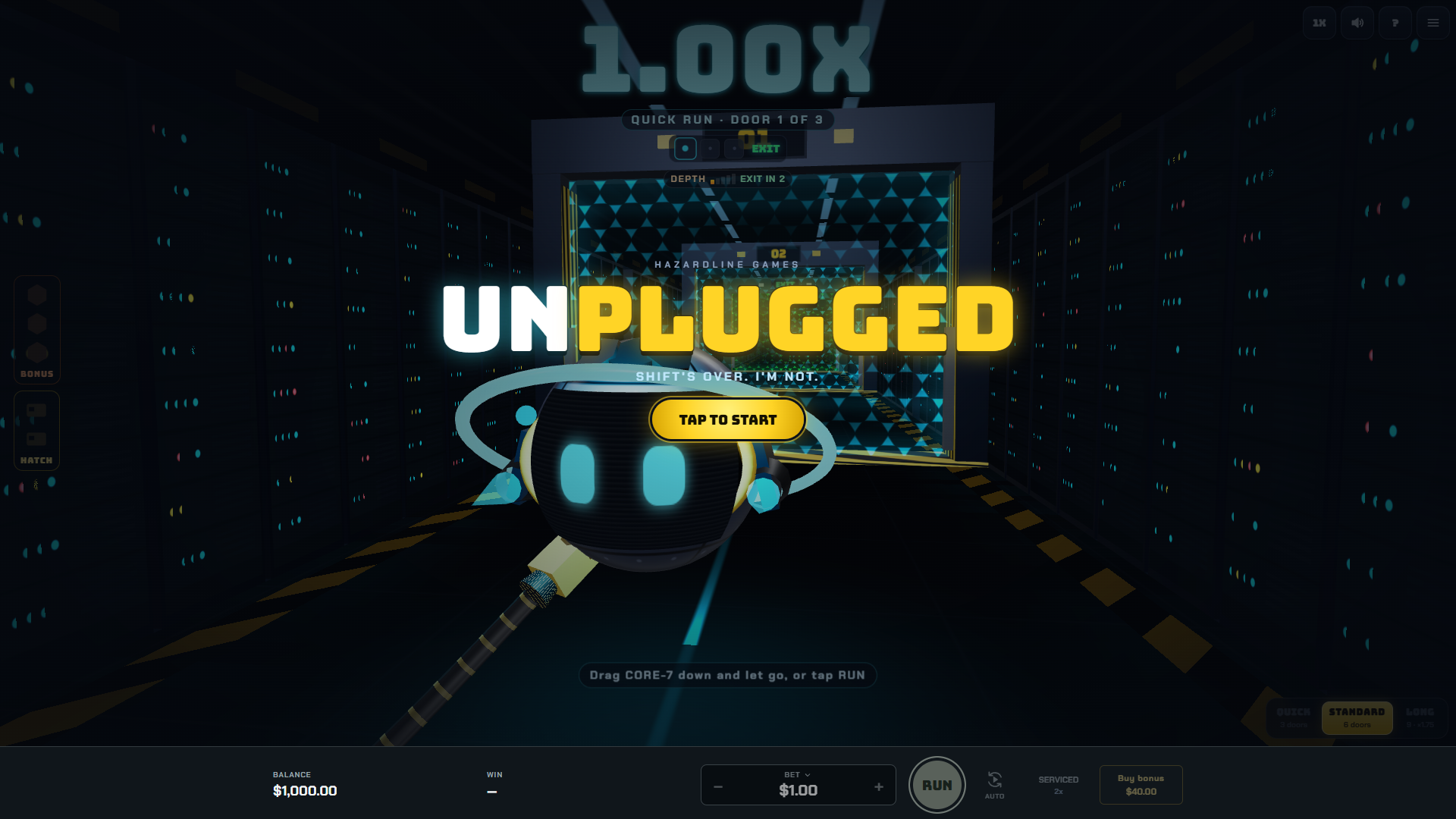 Unplugged slot intro screen
