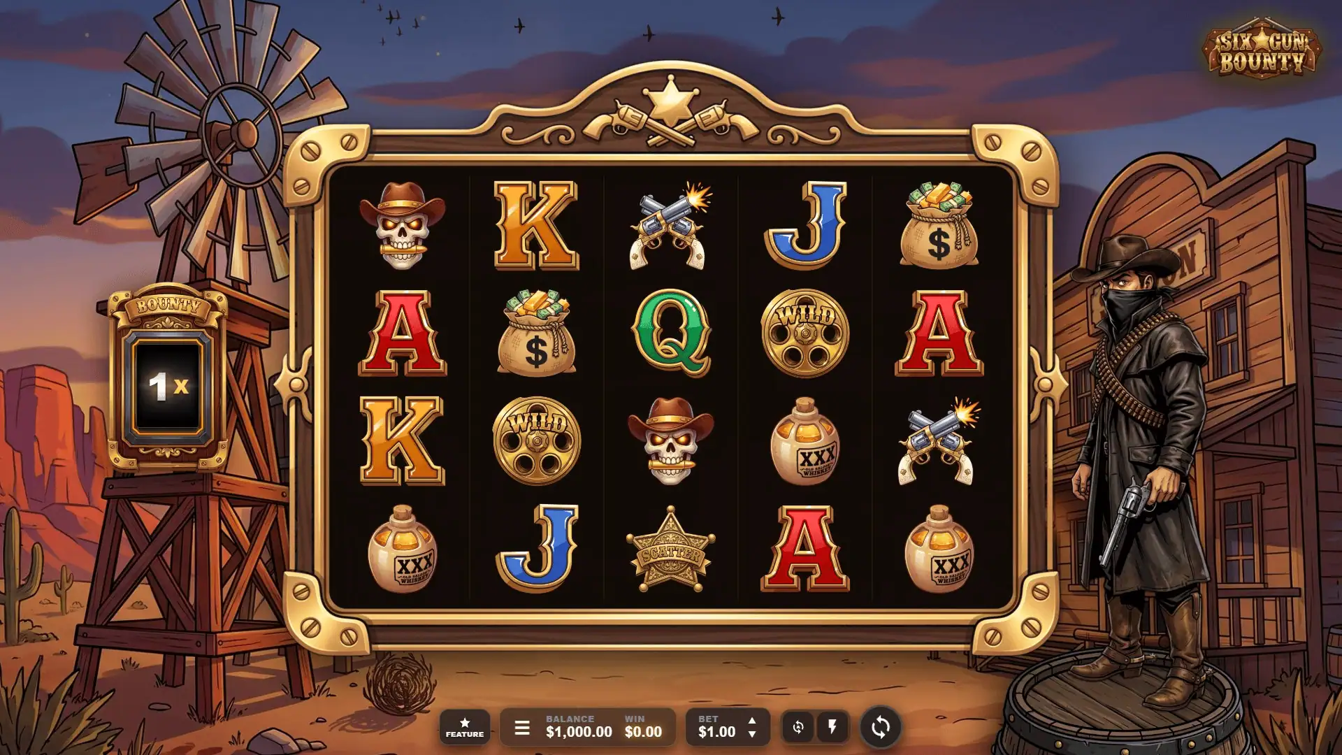 Six Gun Bounty slot gameplay reels