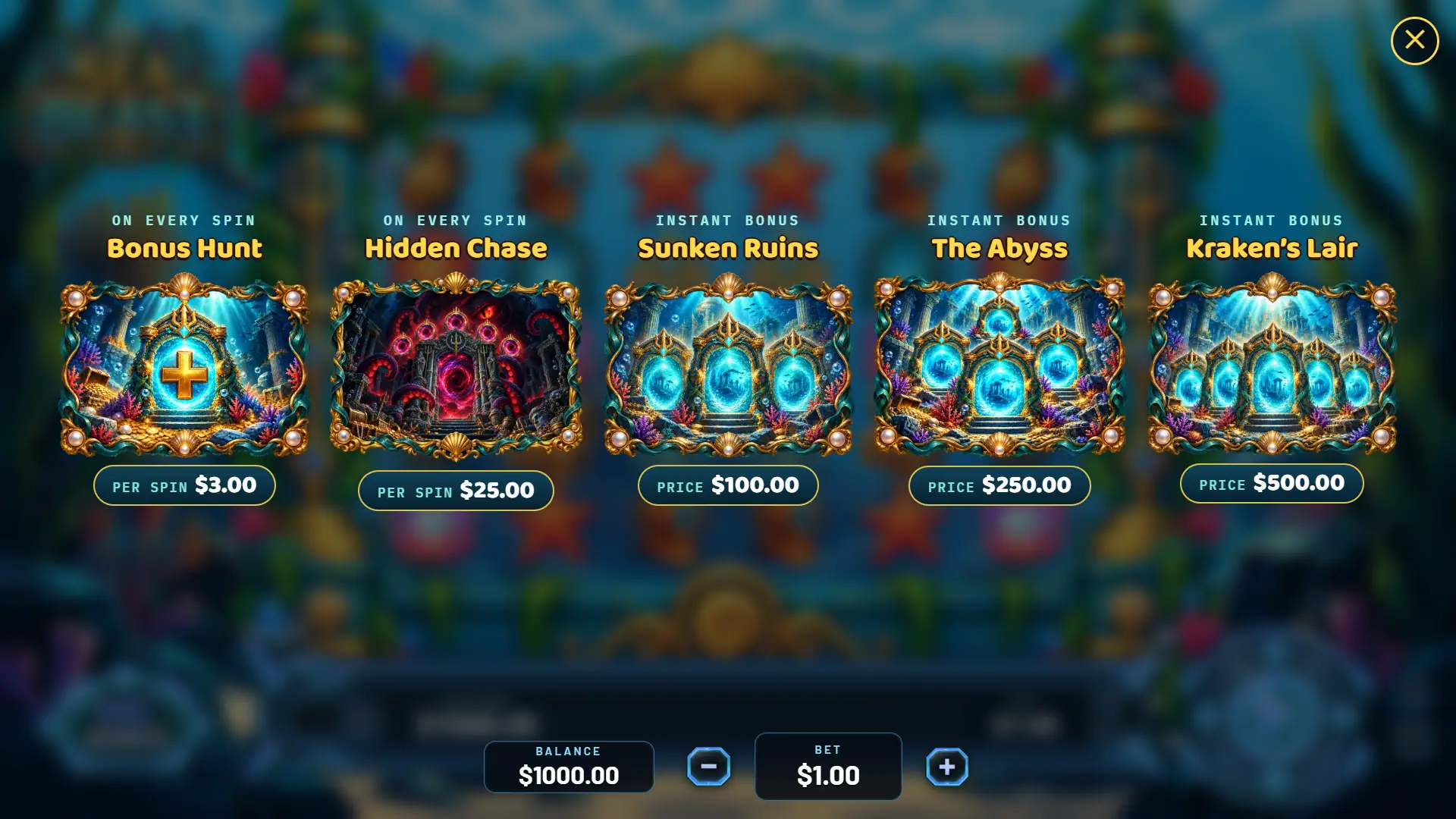 Sea Beast bonus buy menu