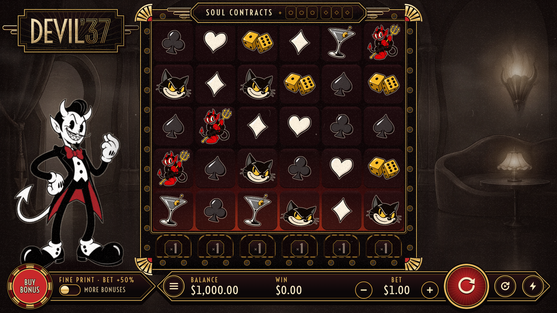 Devil &rsquo;37 slot gameplay reels