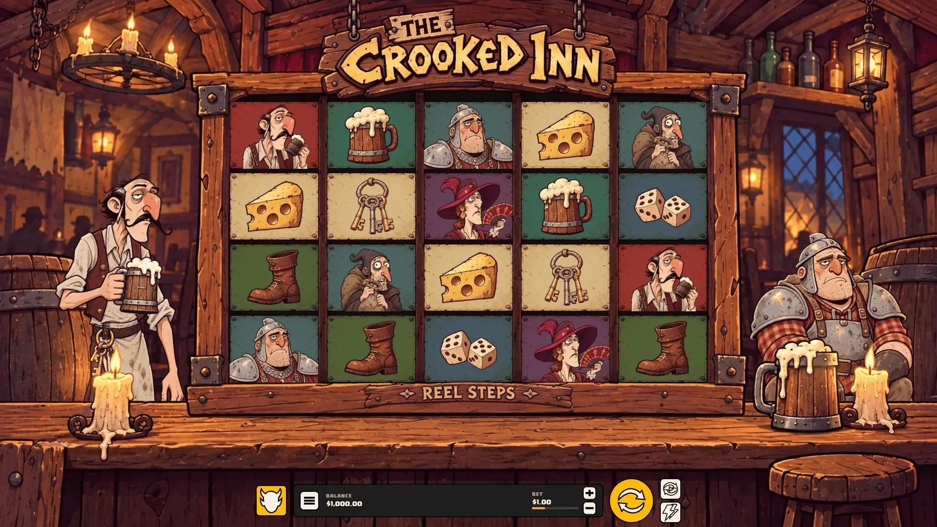 The Crocked Inn slot gameplay reels