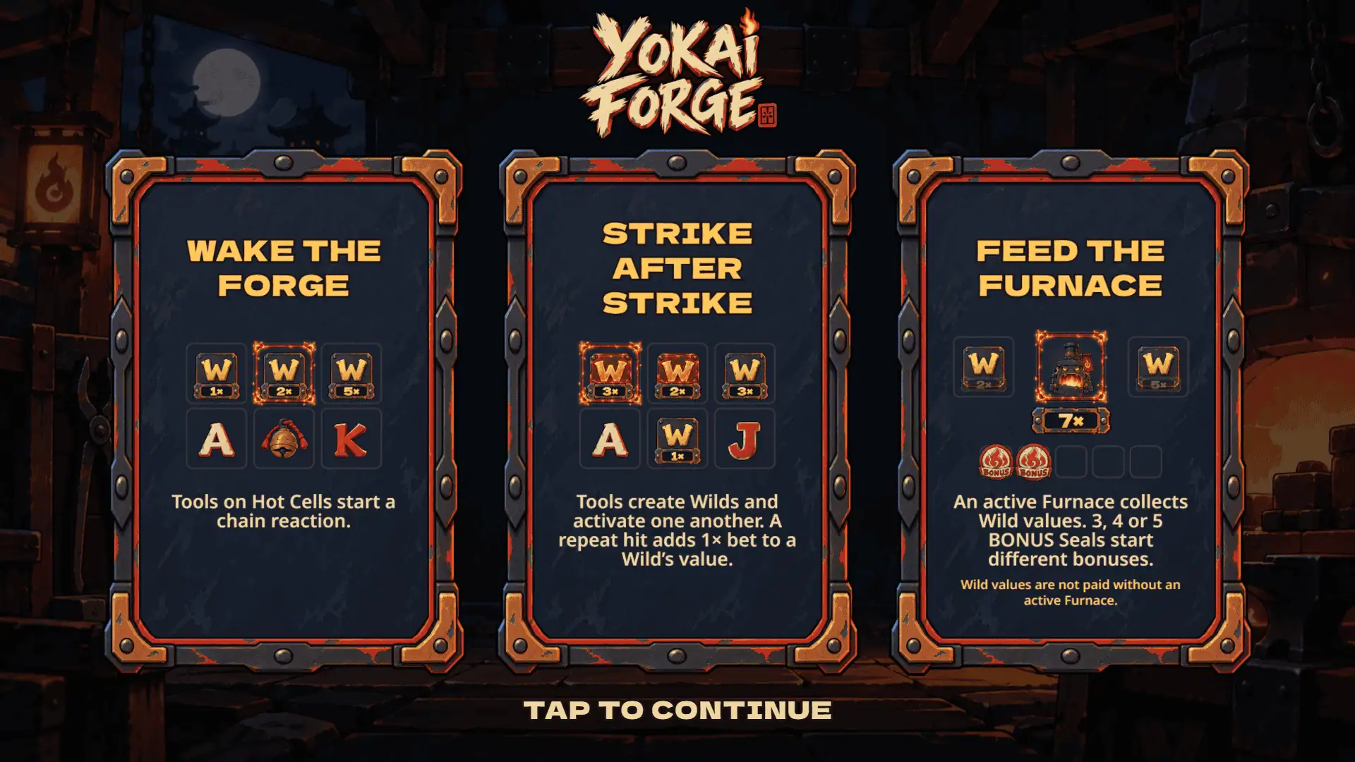 Yokai Forge slot intro screen