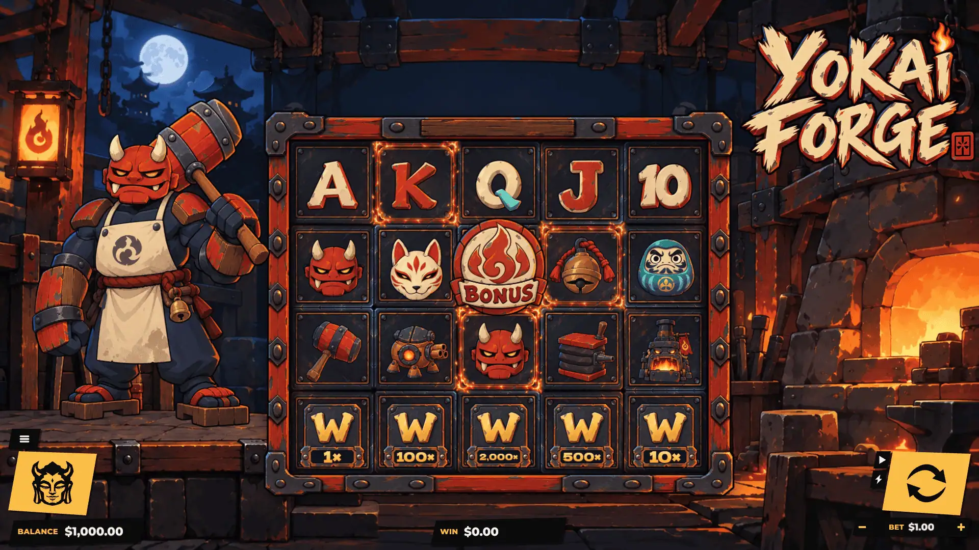 Yokai Forge slot gameplay reels