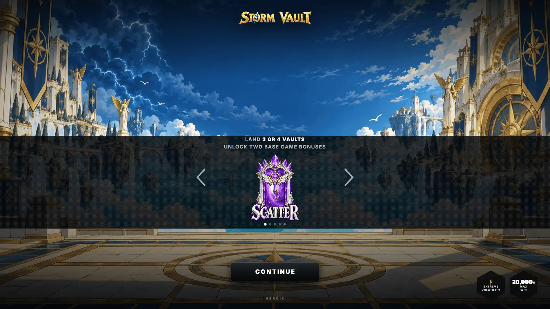 Storm Vault slot intro screen