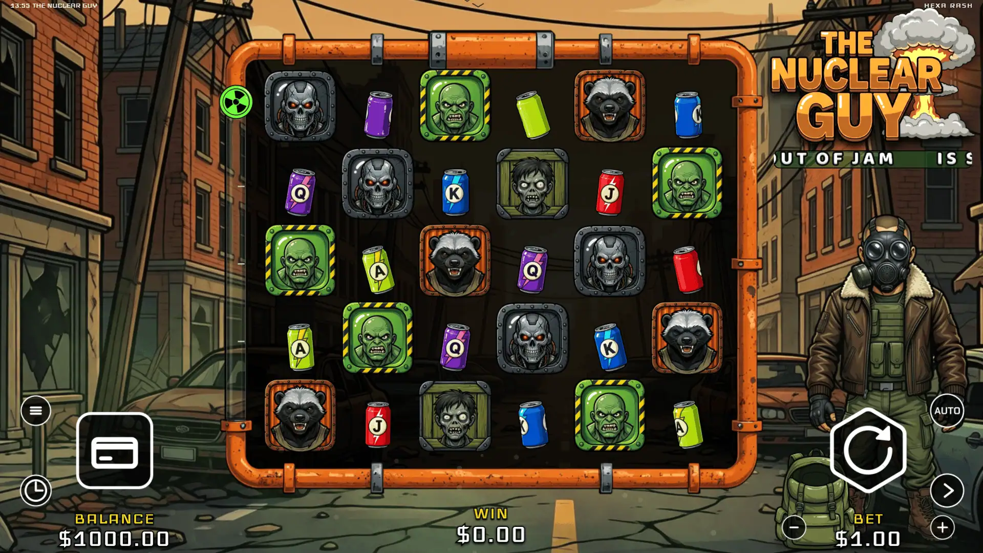 The Nuclear Guy slot gameplay reels