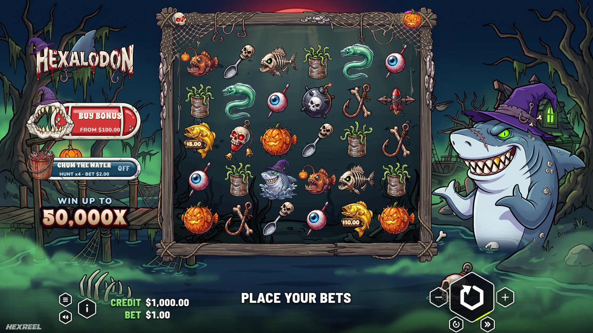 Hexalodon slot gameplay reels