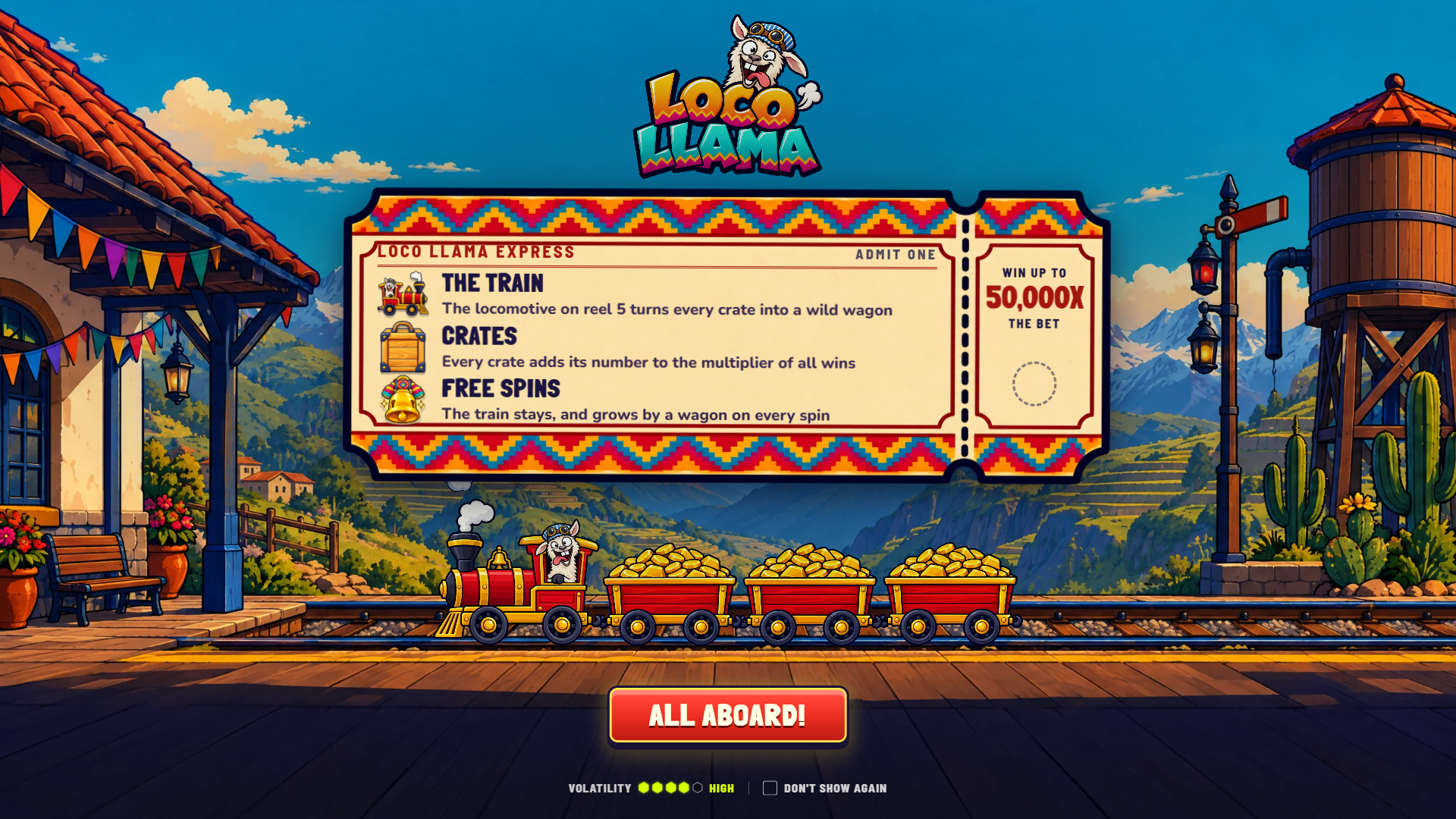Loco Llama slot intro screen