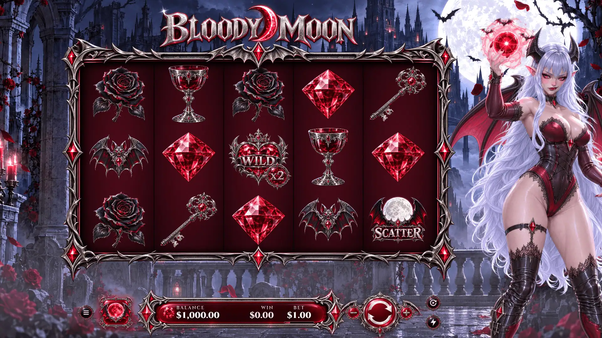 Bloody Moon slot gameplay reels