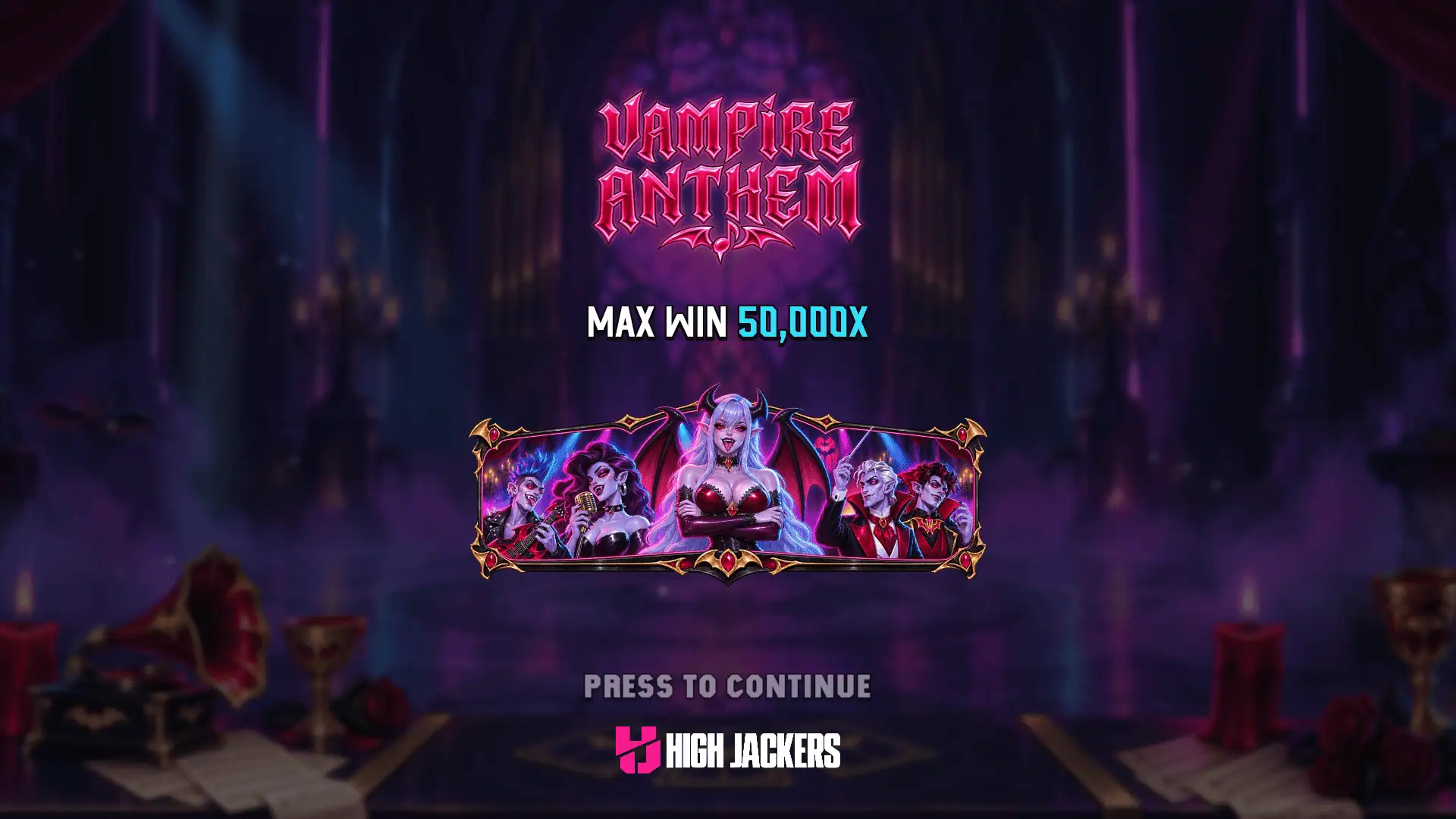 Vampire Anthem slot intro screen