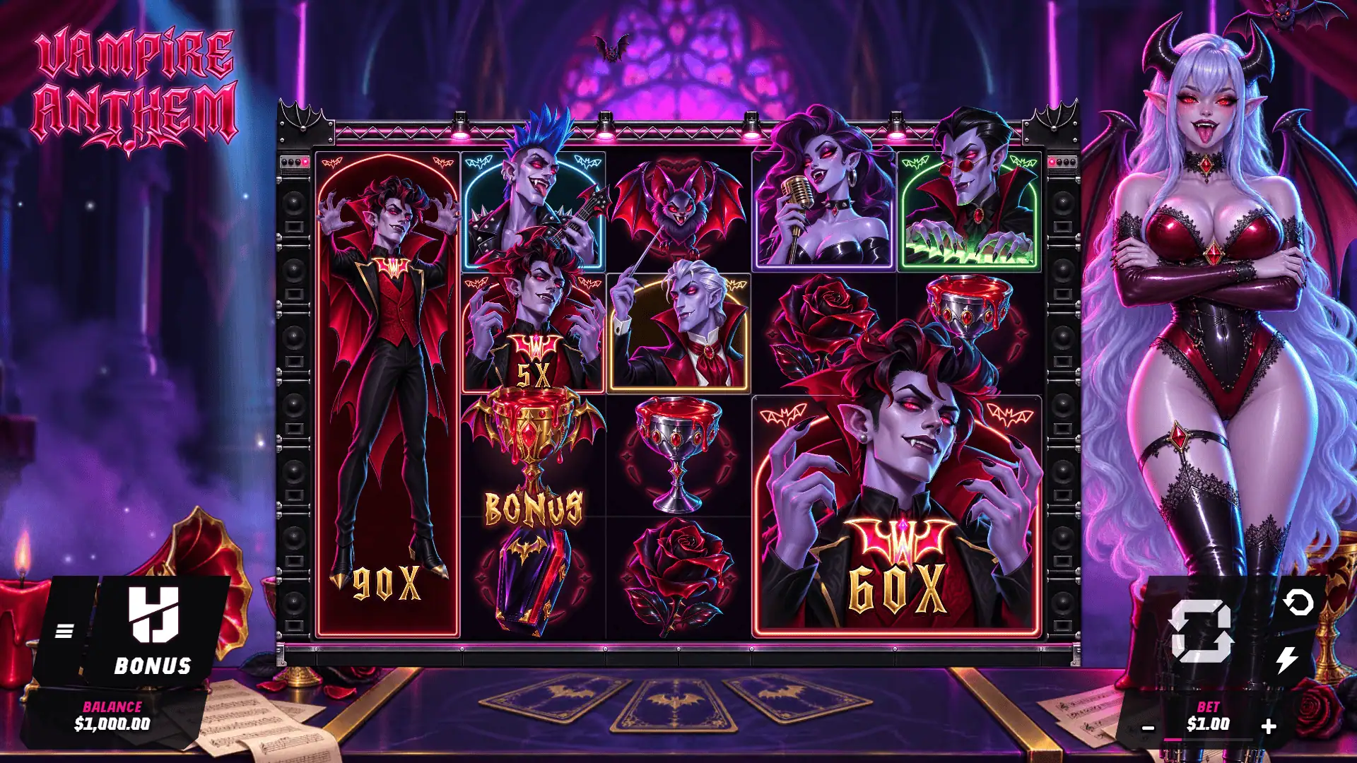 Vampire Anthem slot gameplay reels