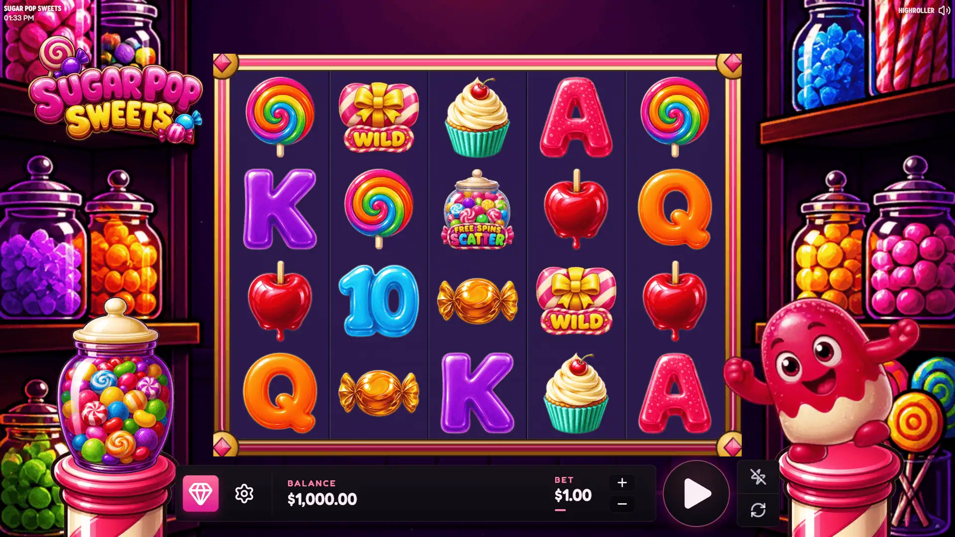 Sugar Pop Sweets slot gameplay reels