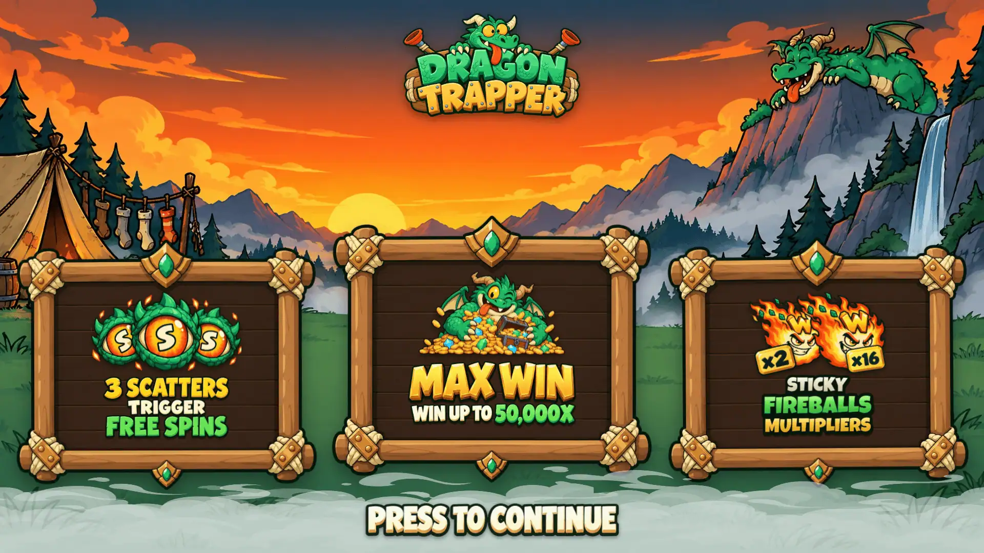 Dragon Trapper slot intro screen