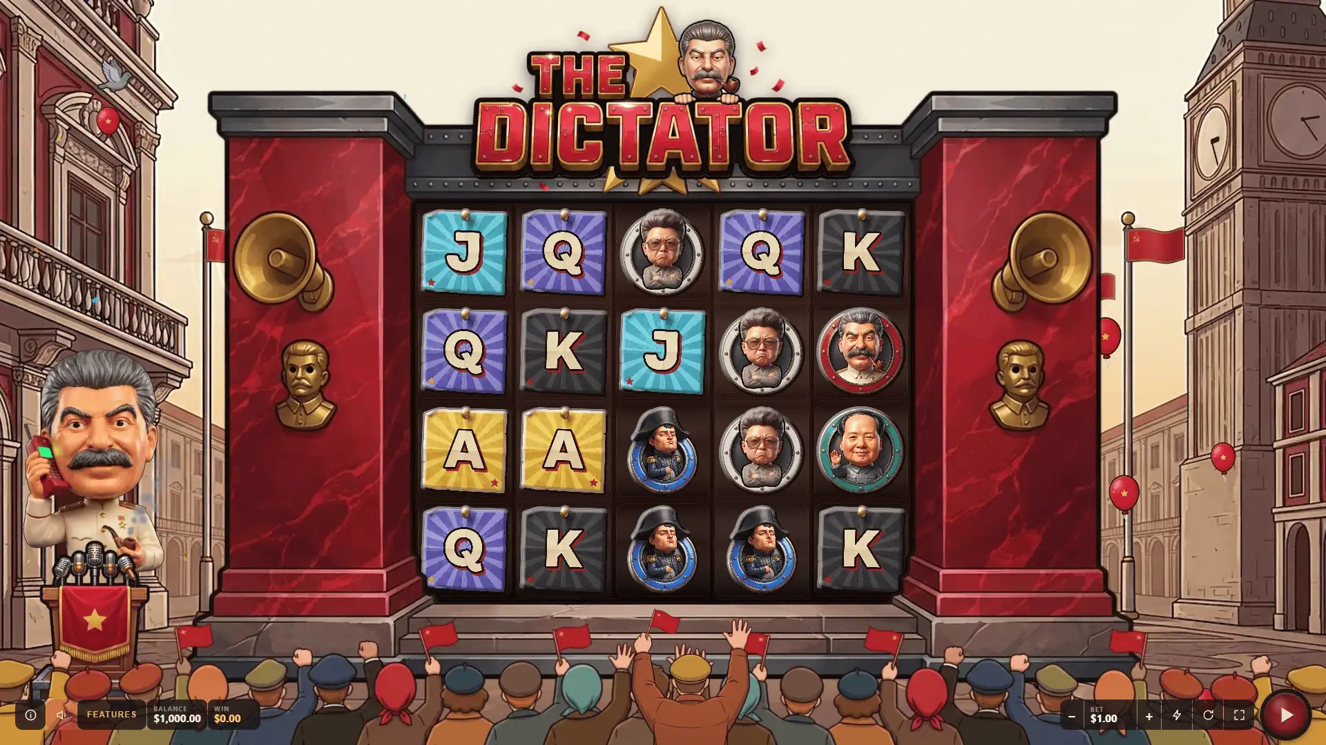 The Dictator slot gameplay reels