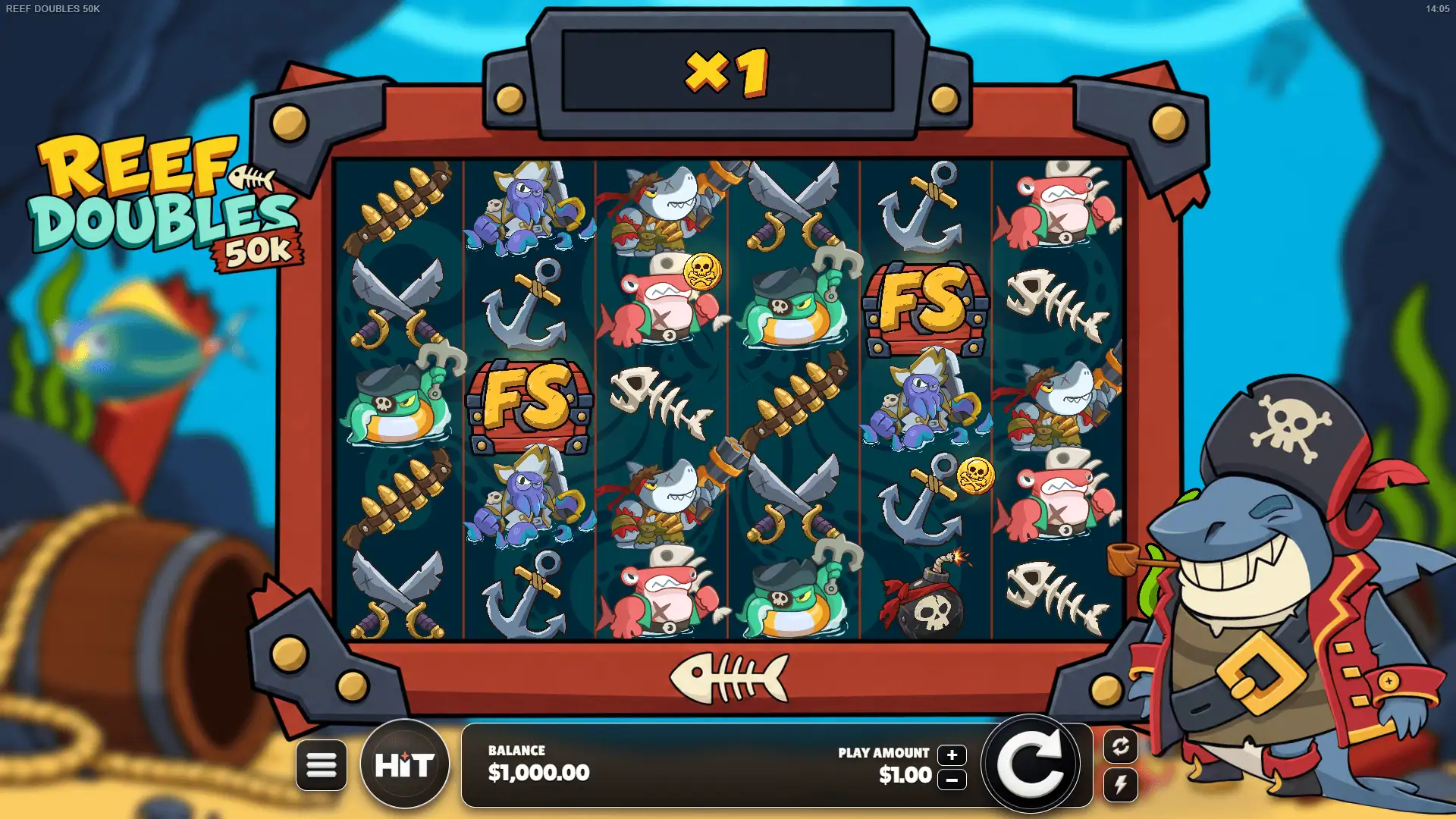 Reef Doubles 50K slot gameplay reels