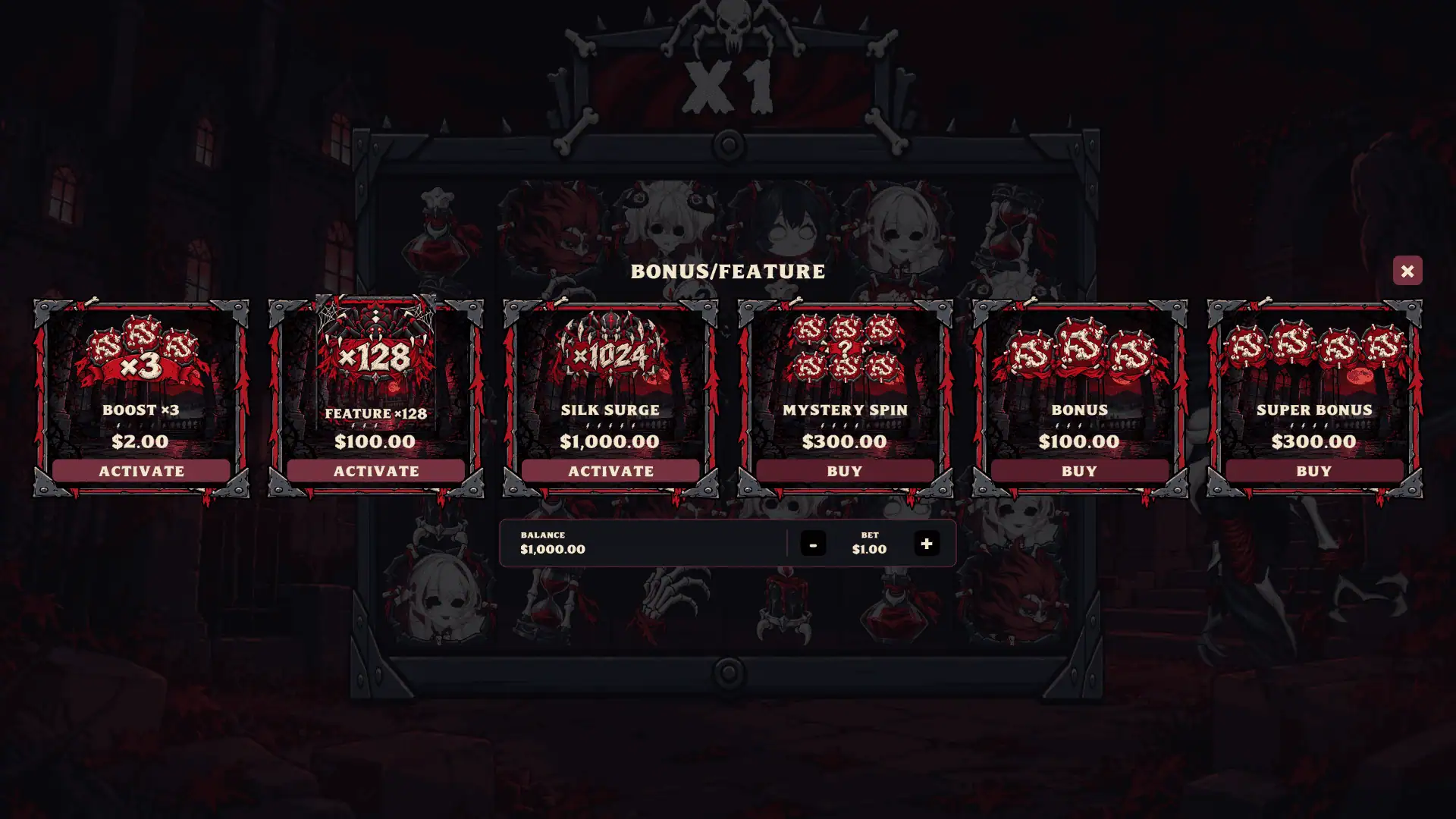 Silk Curse bonus buy menu