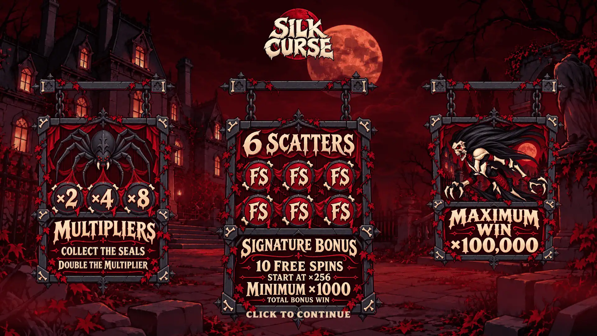 Silk Curse slot intro screen