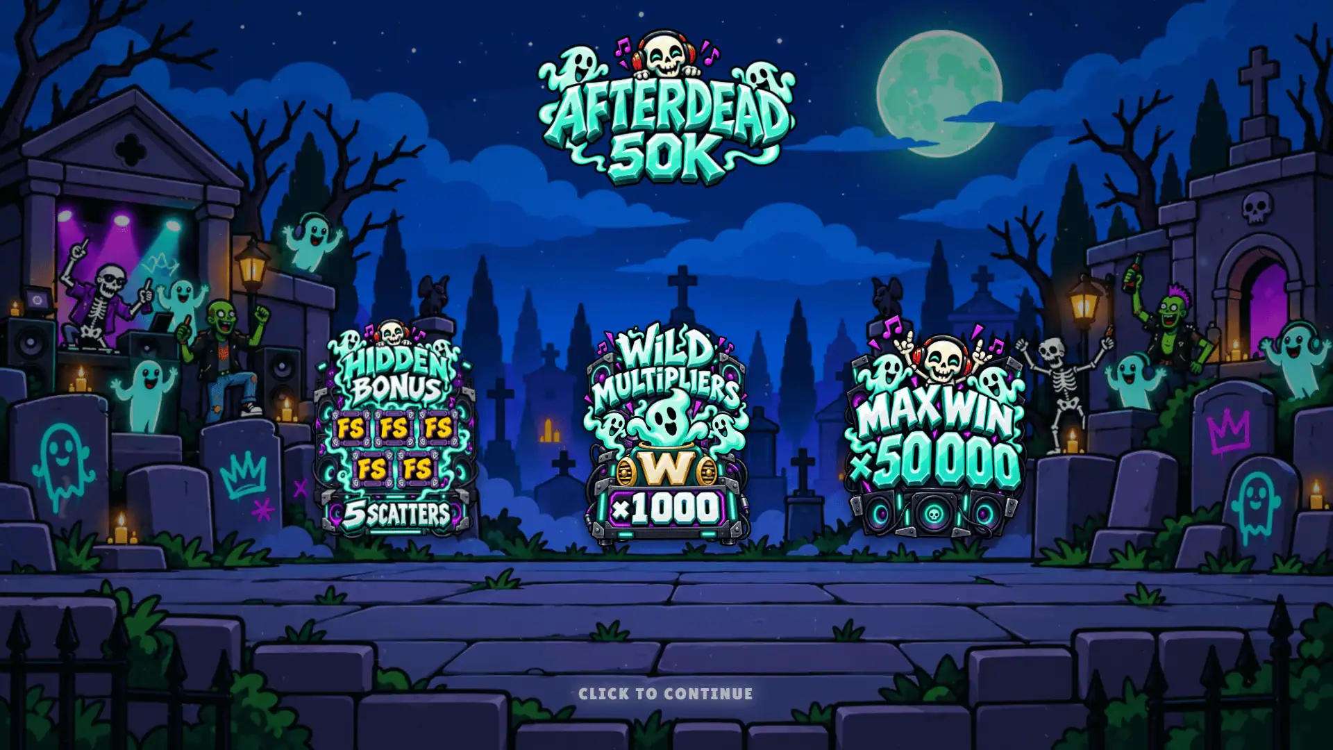 Afterdead 50k slot intro screen