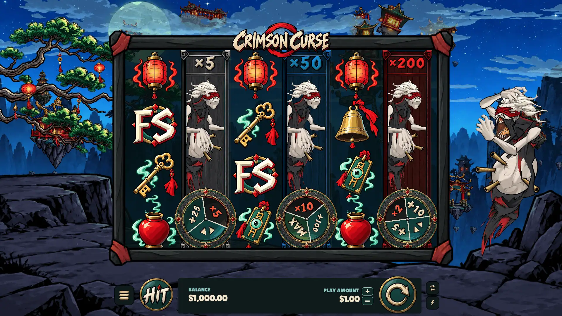 Crimson Curse slot gameplay reels