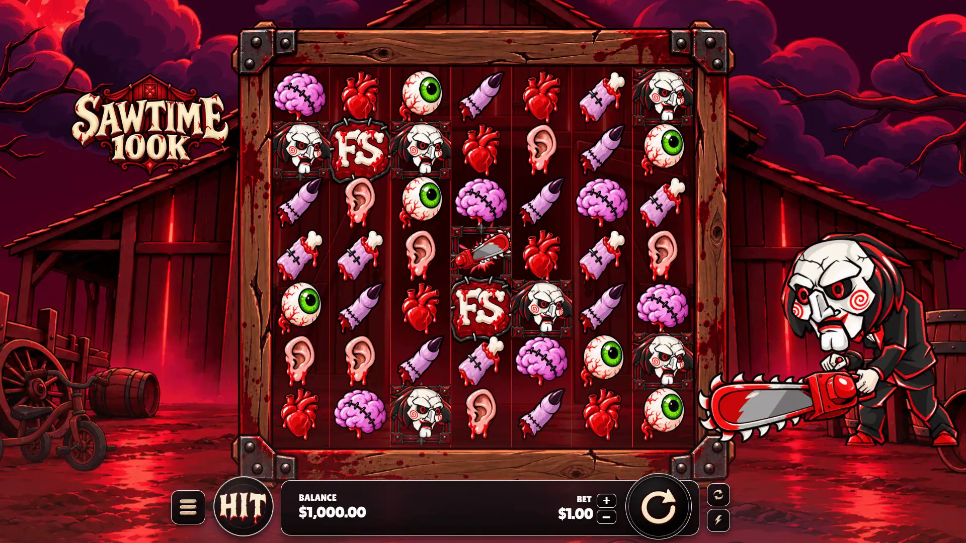 SawTime 100K slot gameplay reels