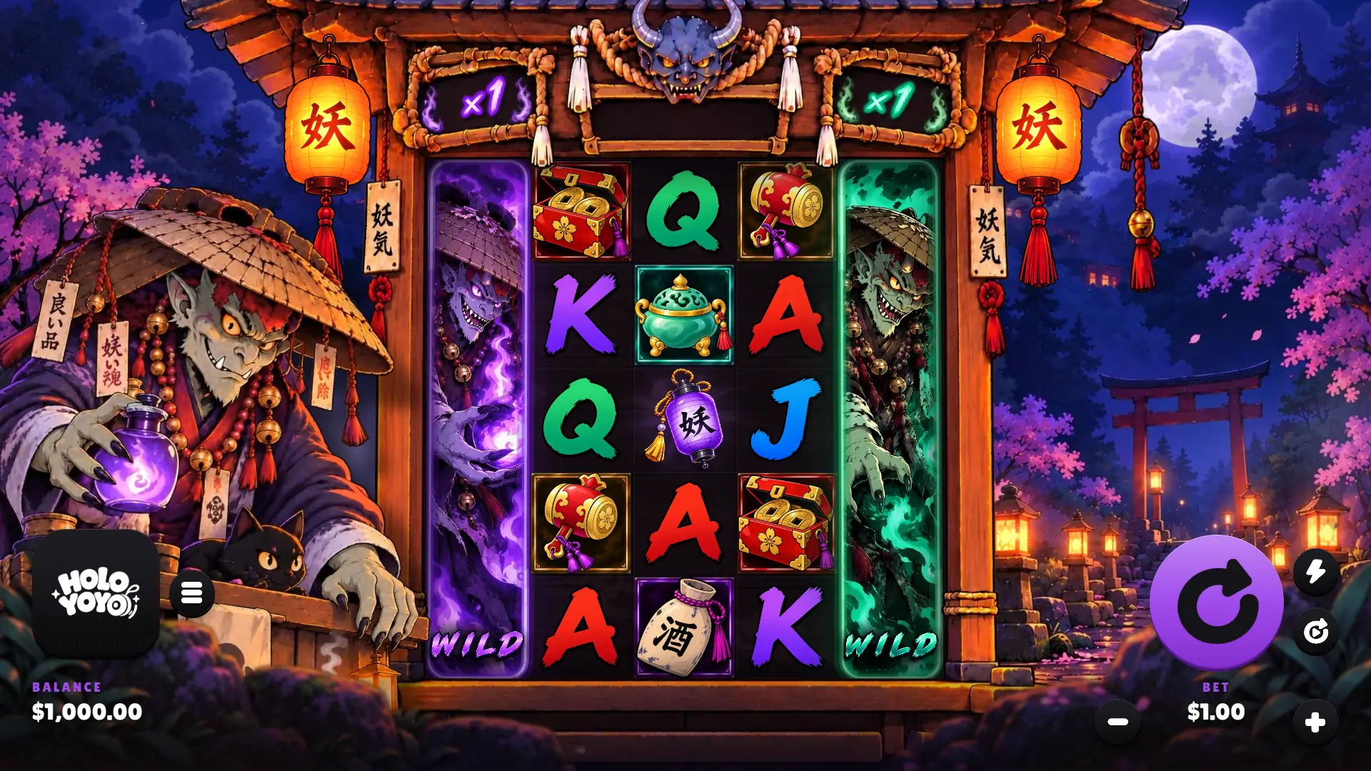 Yokai Spirits slot gameplay reels