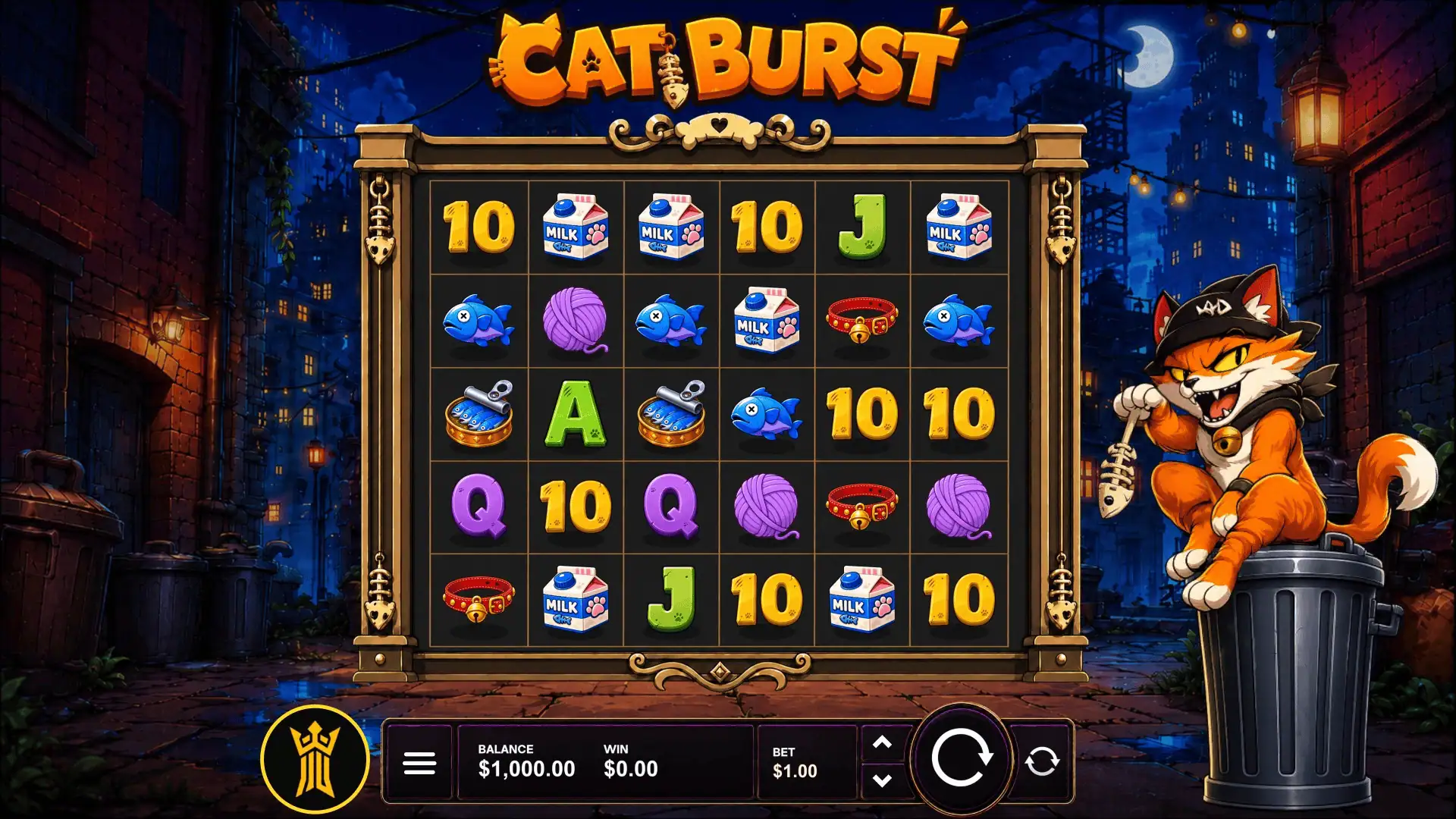 Cat Burst slot gameplay reels