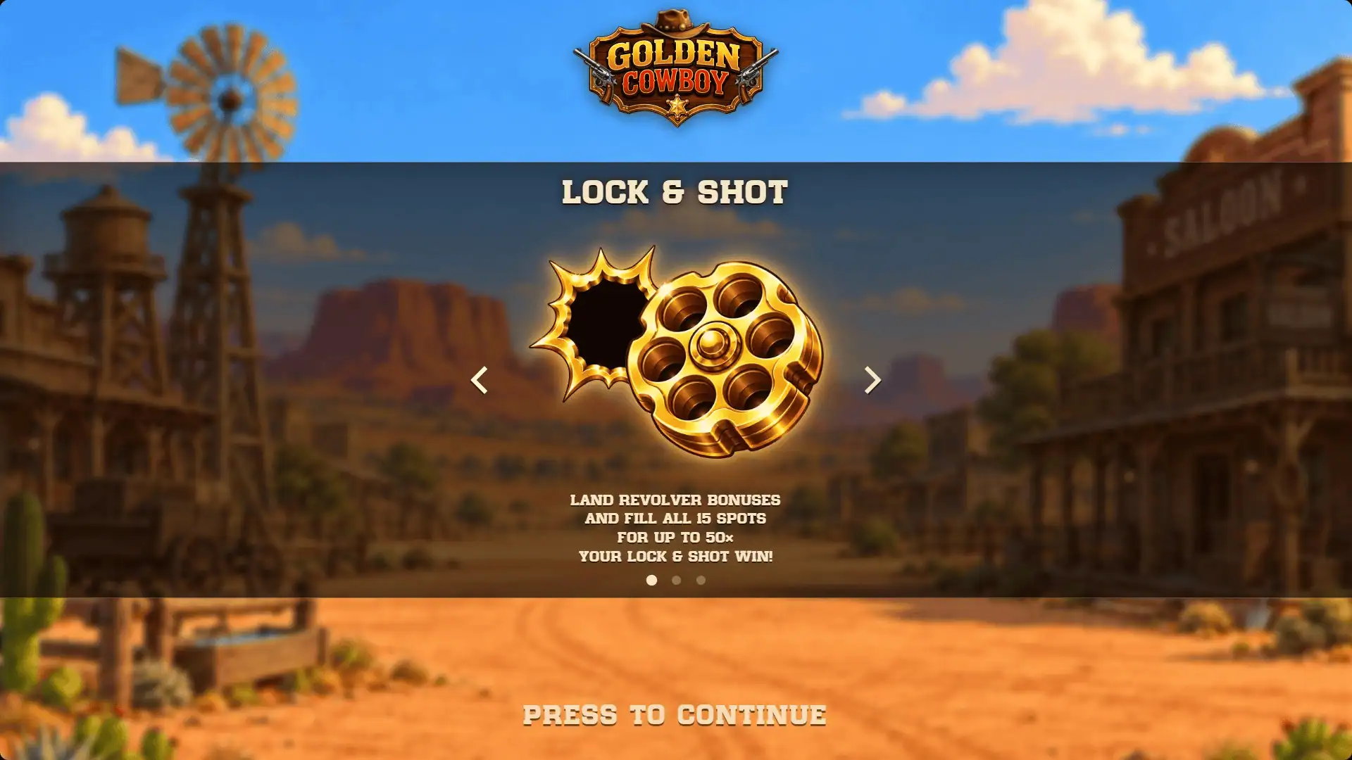 Golden Cowboy slot intro screen