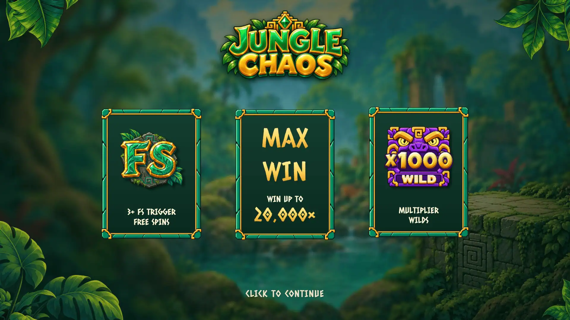 Jungle Chaos slot intro screen