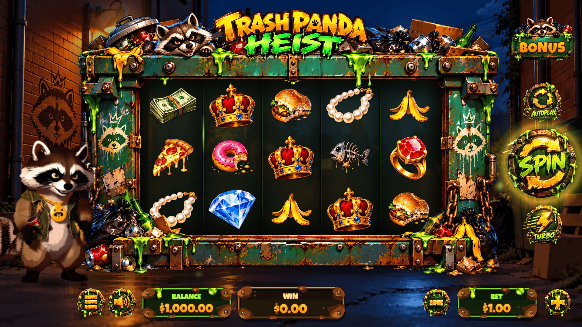 Trash Panda Heist slot gameplay reels
