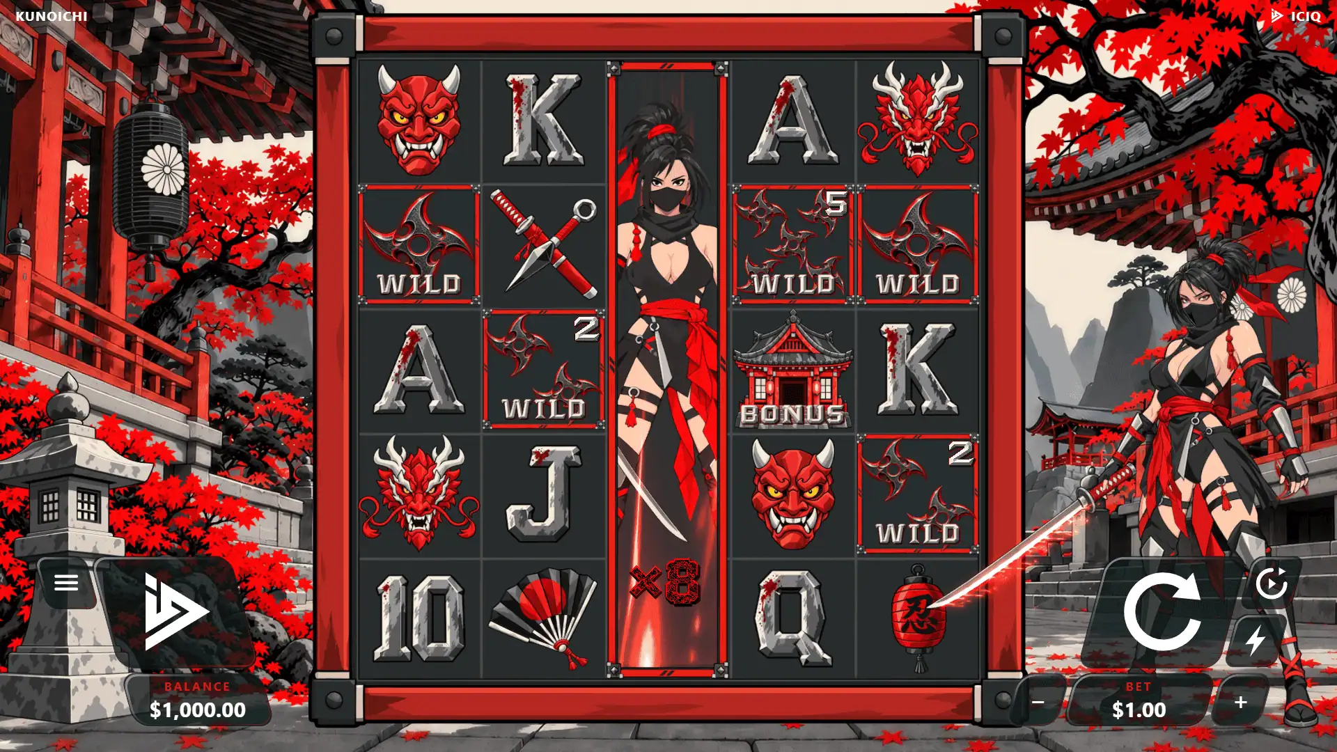 Kunoichi slot gameplay reels