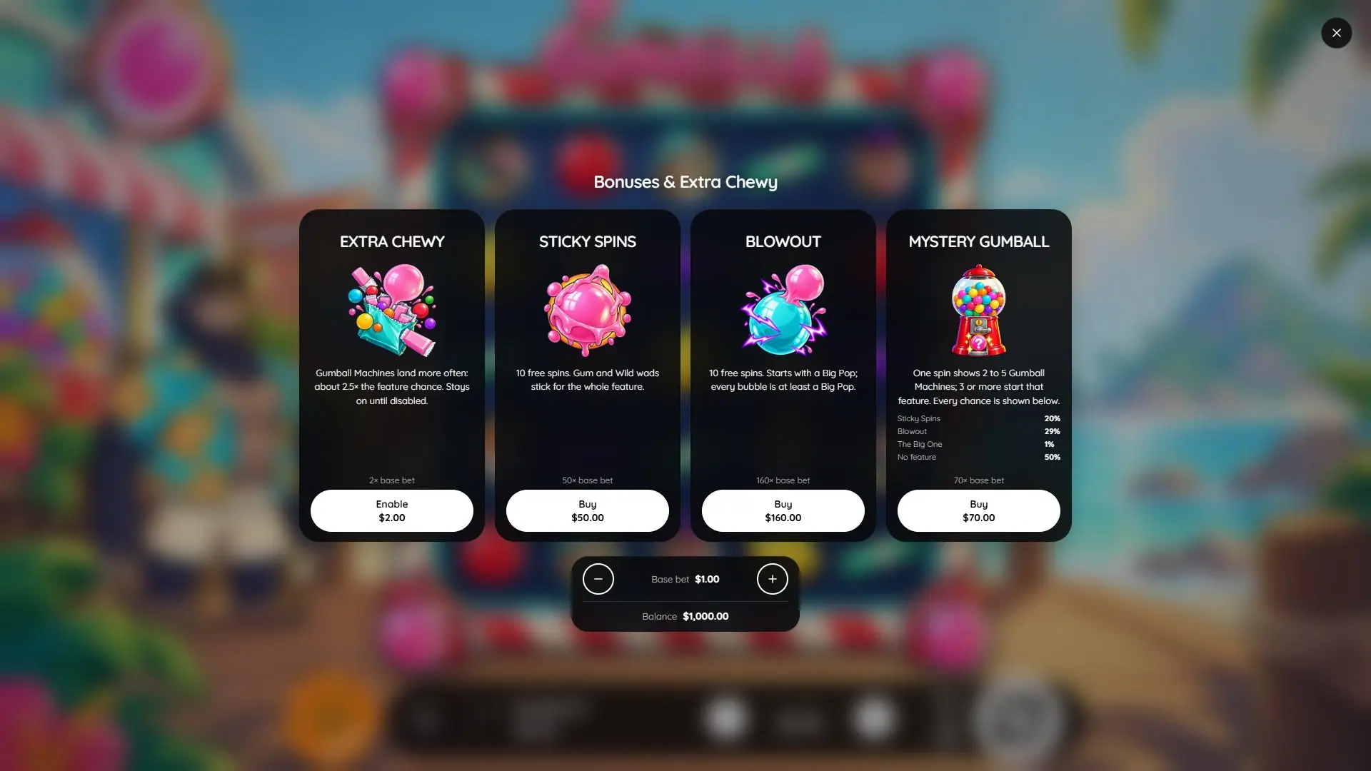 Gumrilla bonus buy menu