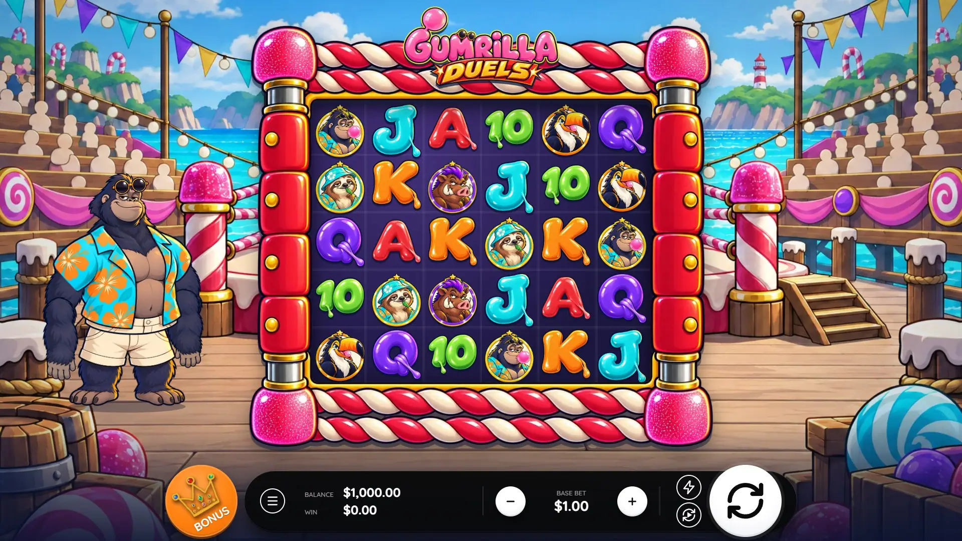 Gumrilla DUELS slot gameplay reels