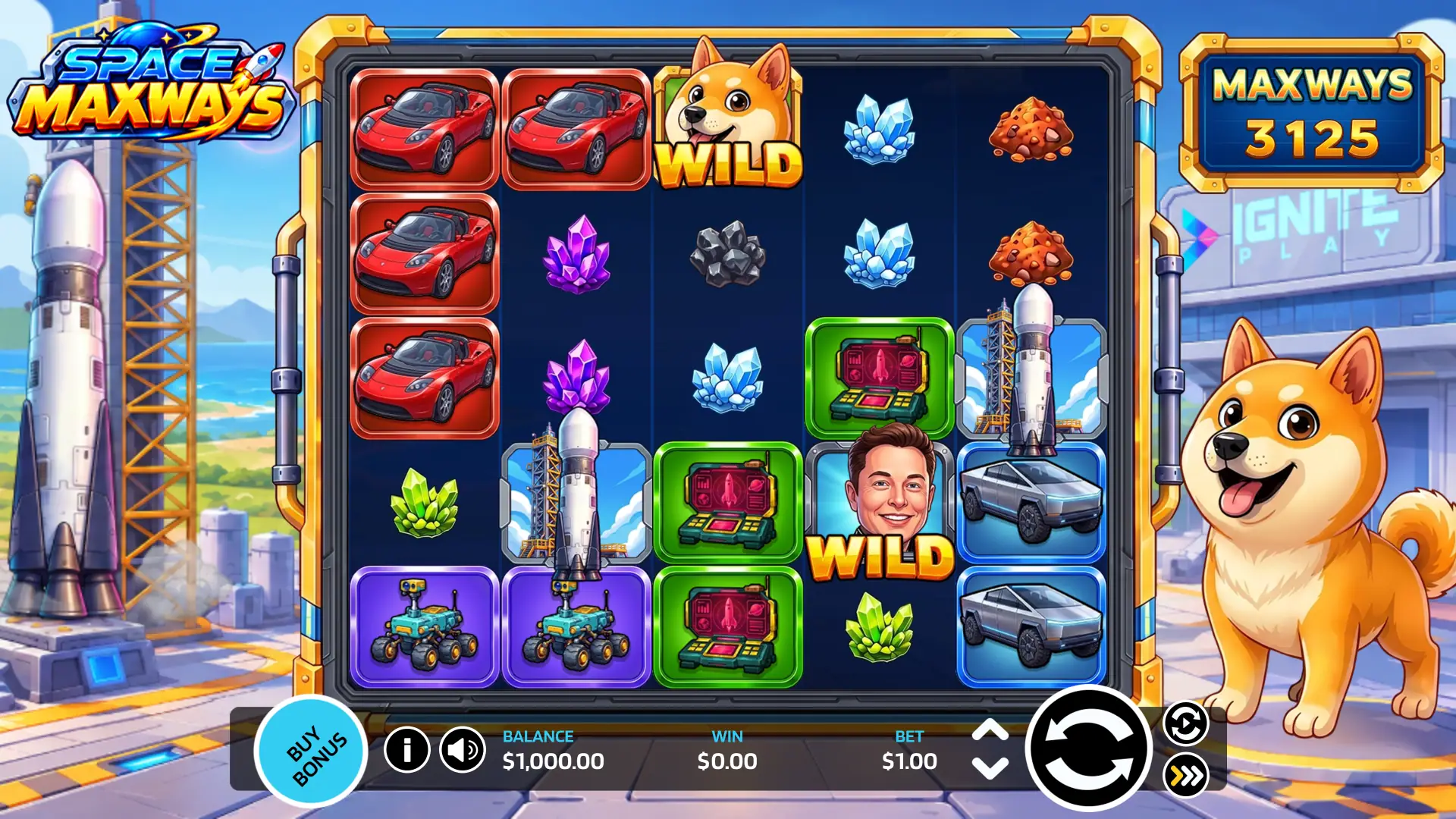 Space Maxways slot gameplay reels