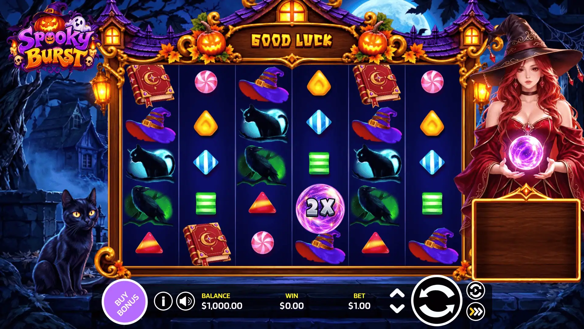 Spooky Burst slot gameplay reels