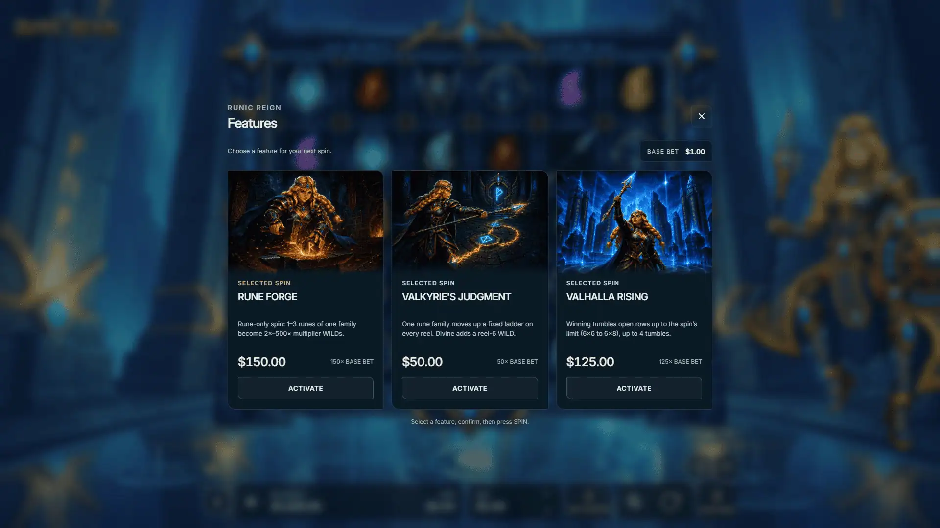 Runic Reign bonus buy menu