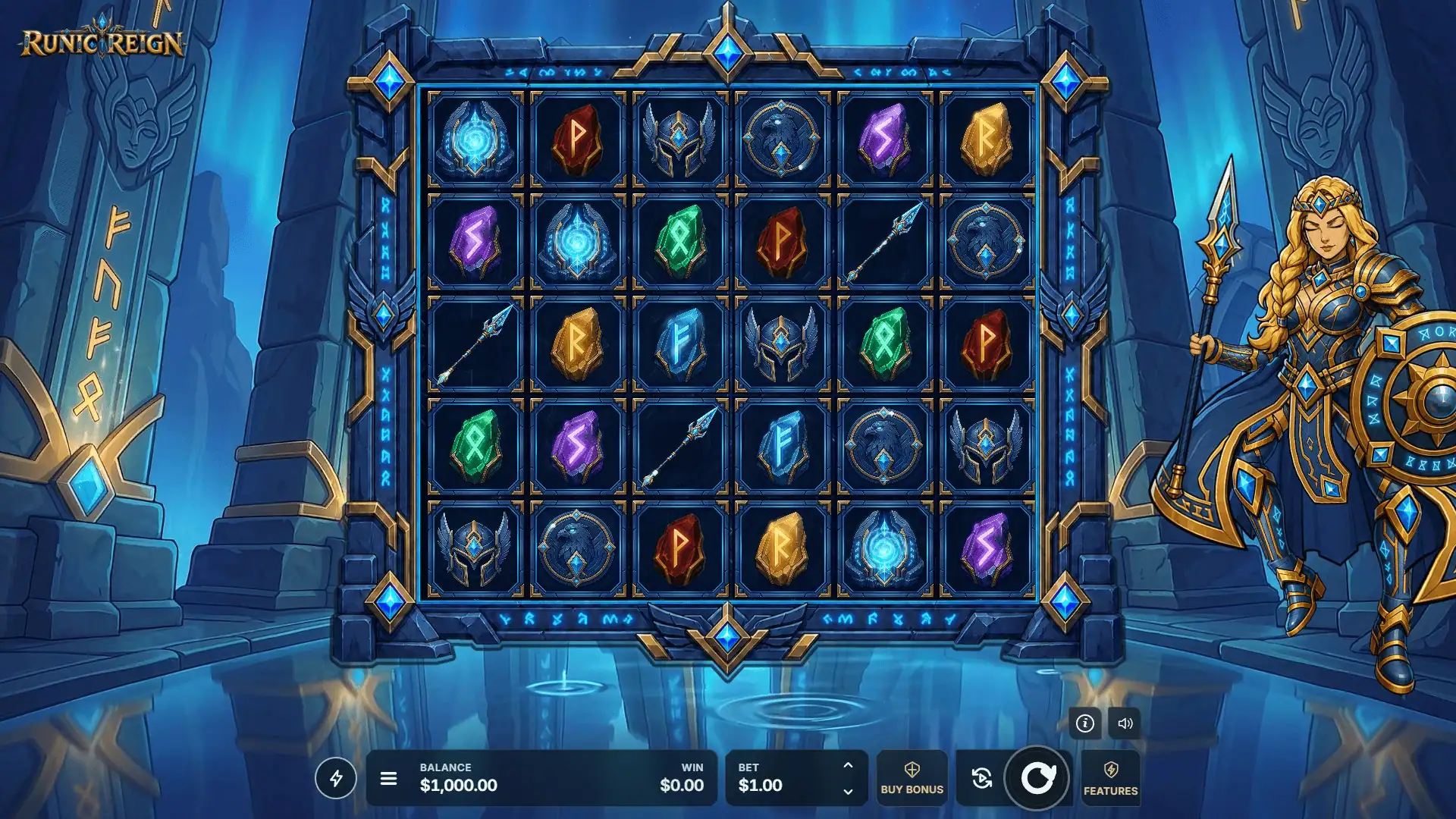 Runic Reign slot gameplay reels