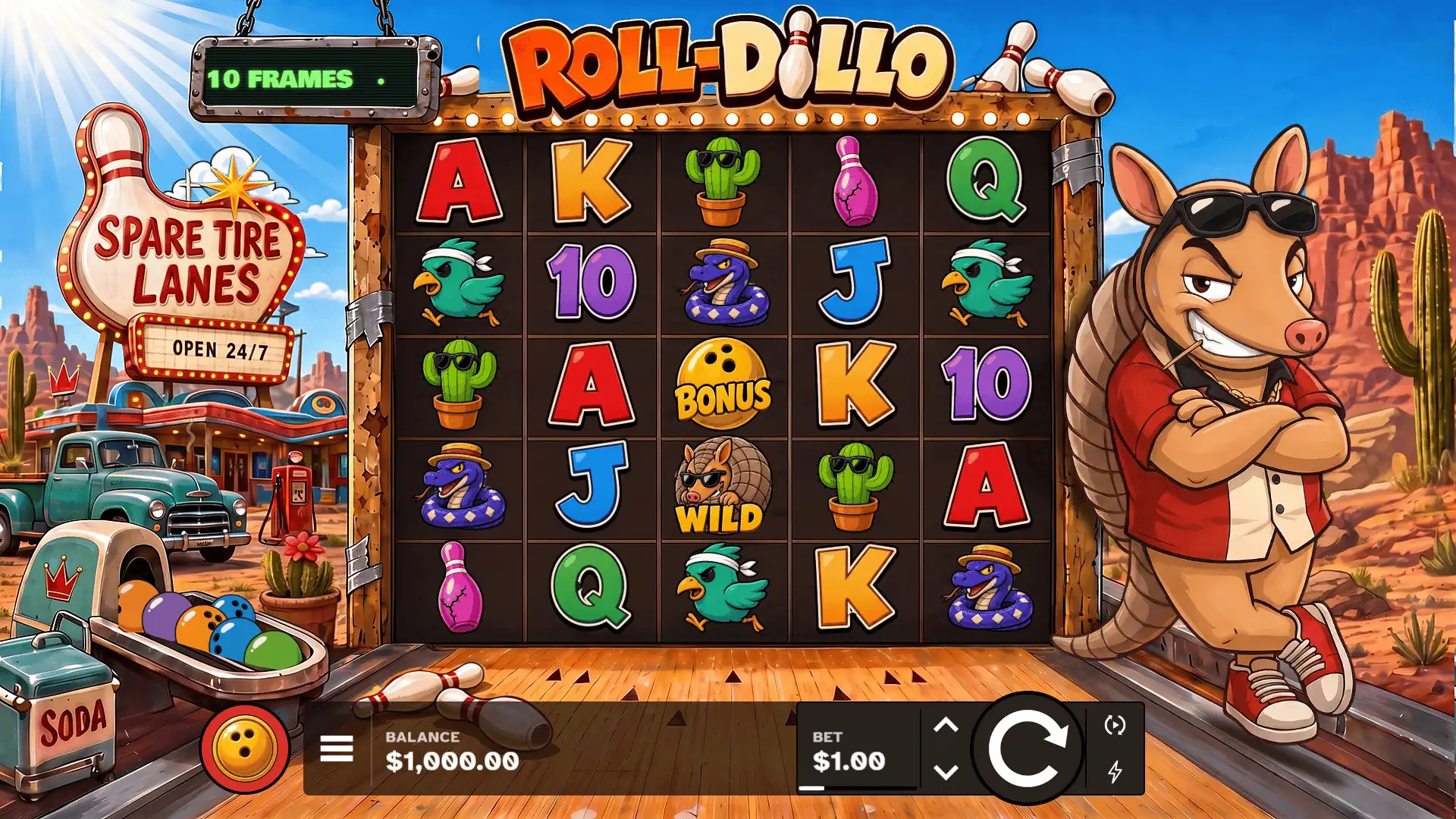 Roll-Dillo slot gameplay reels