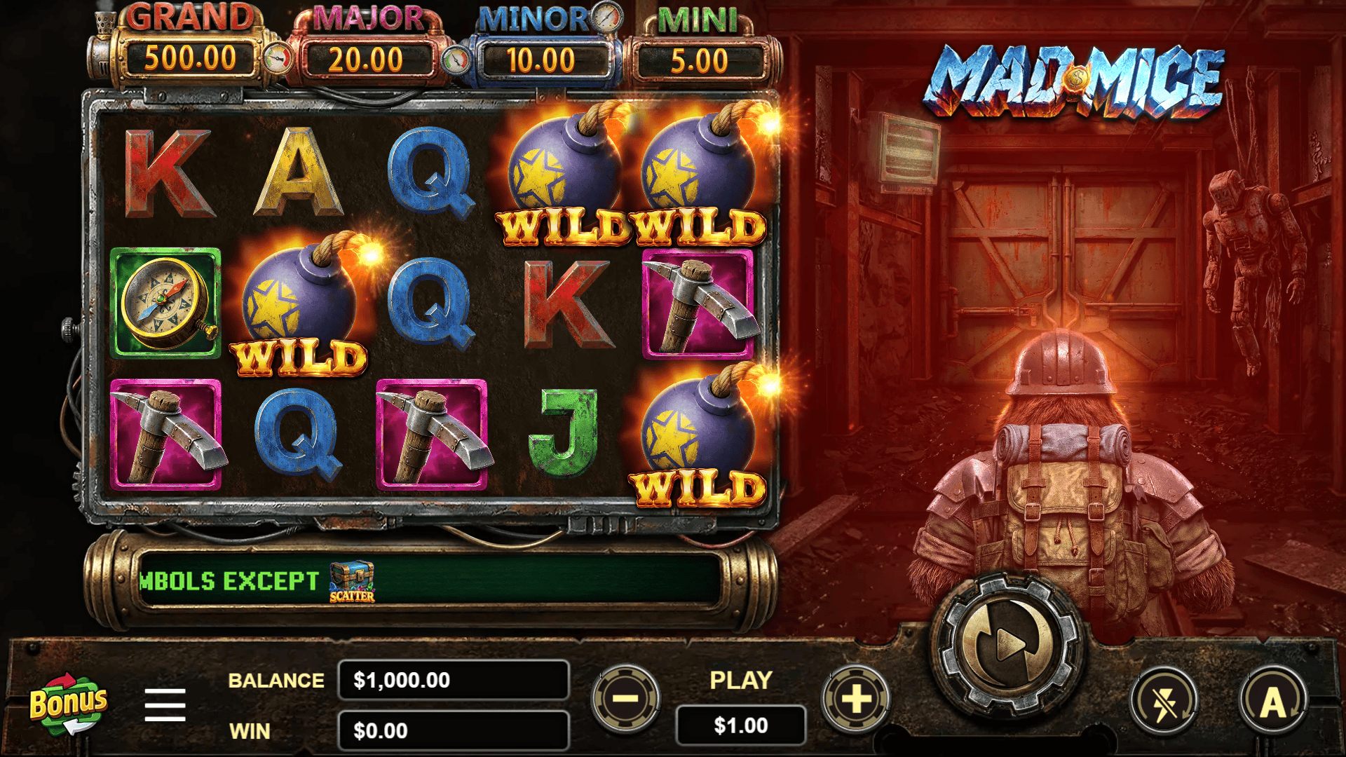 Mad Mice slot gameplay reels