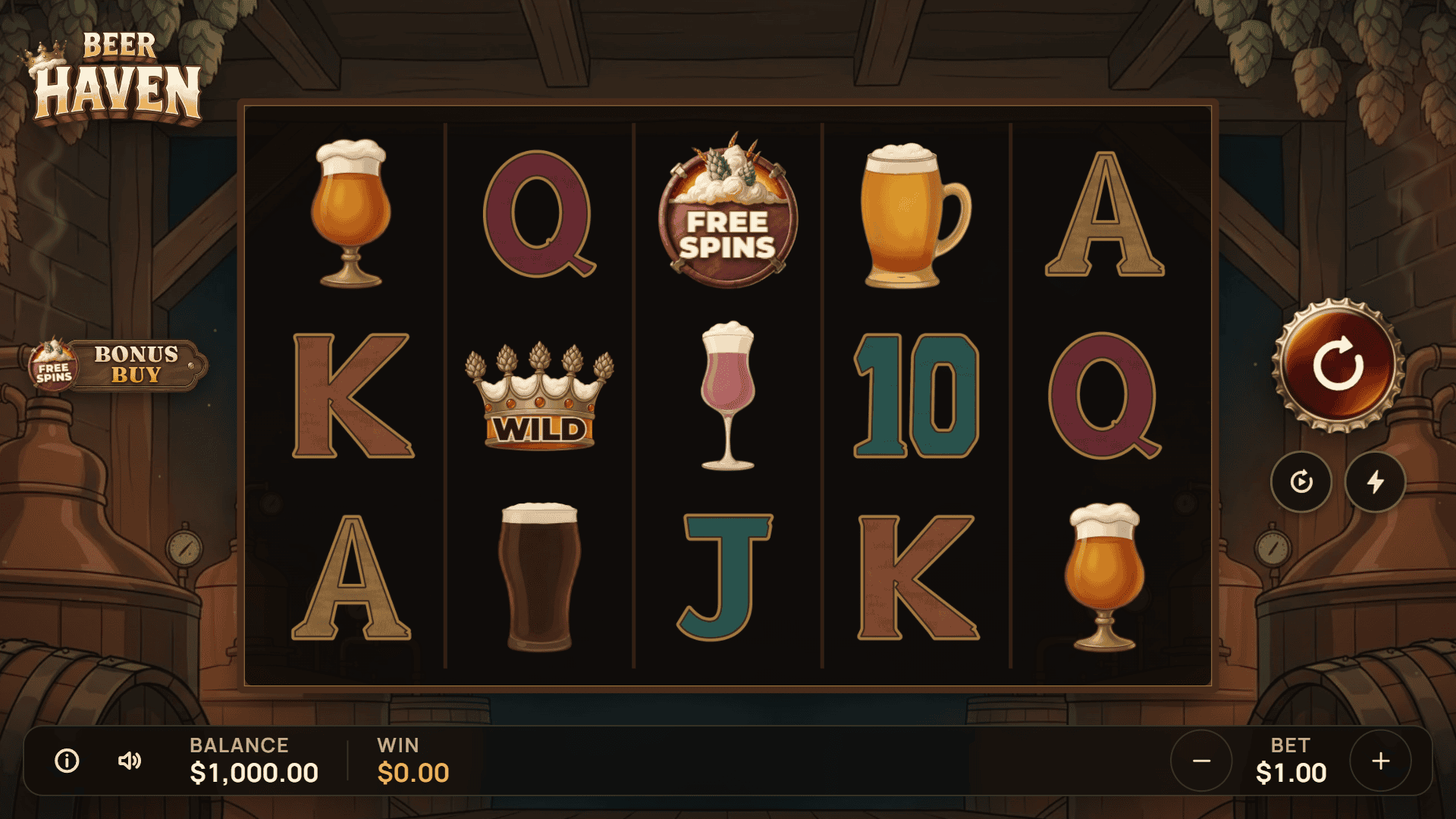 Beer Haven slot gameplay reels