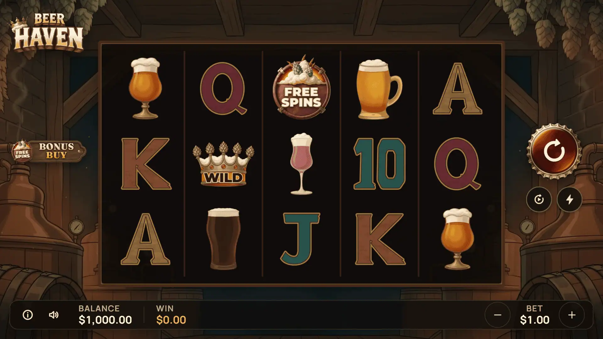 Beer Haven slot gameplay reels