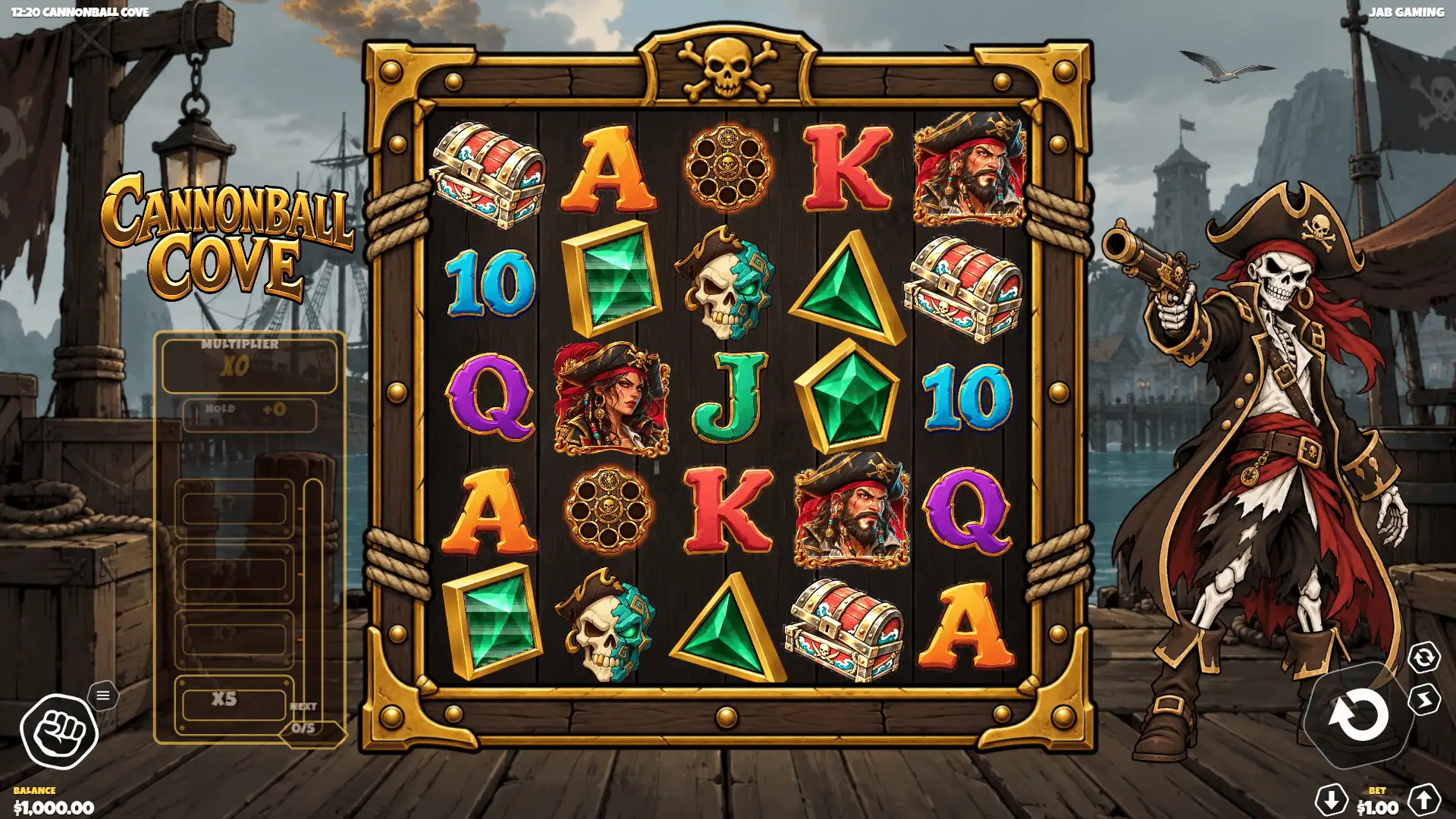Cannonball Cove slot gameplay reels