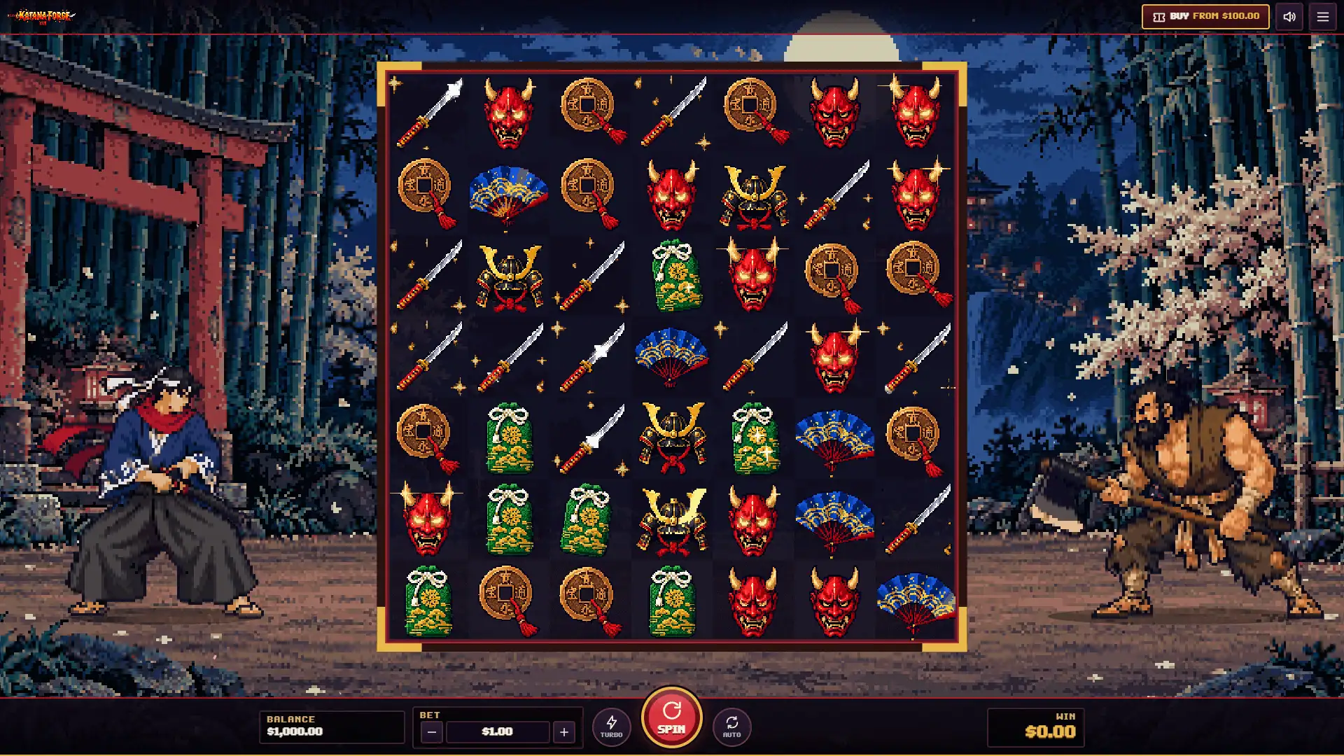 Katana Forge slot gameplay reels