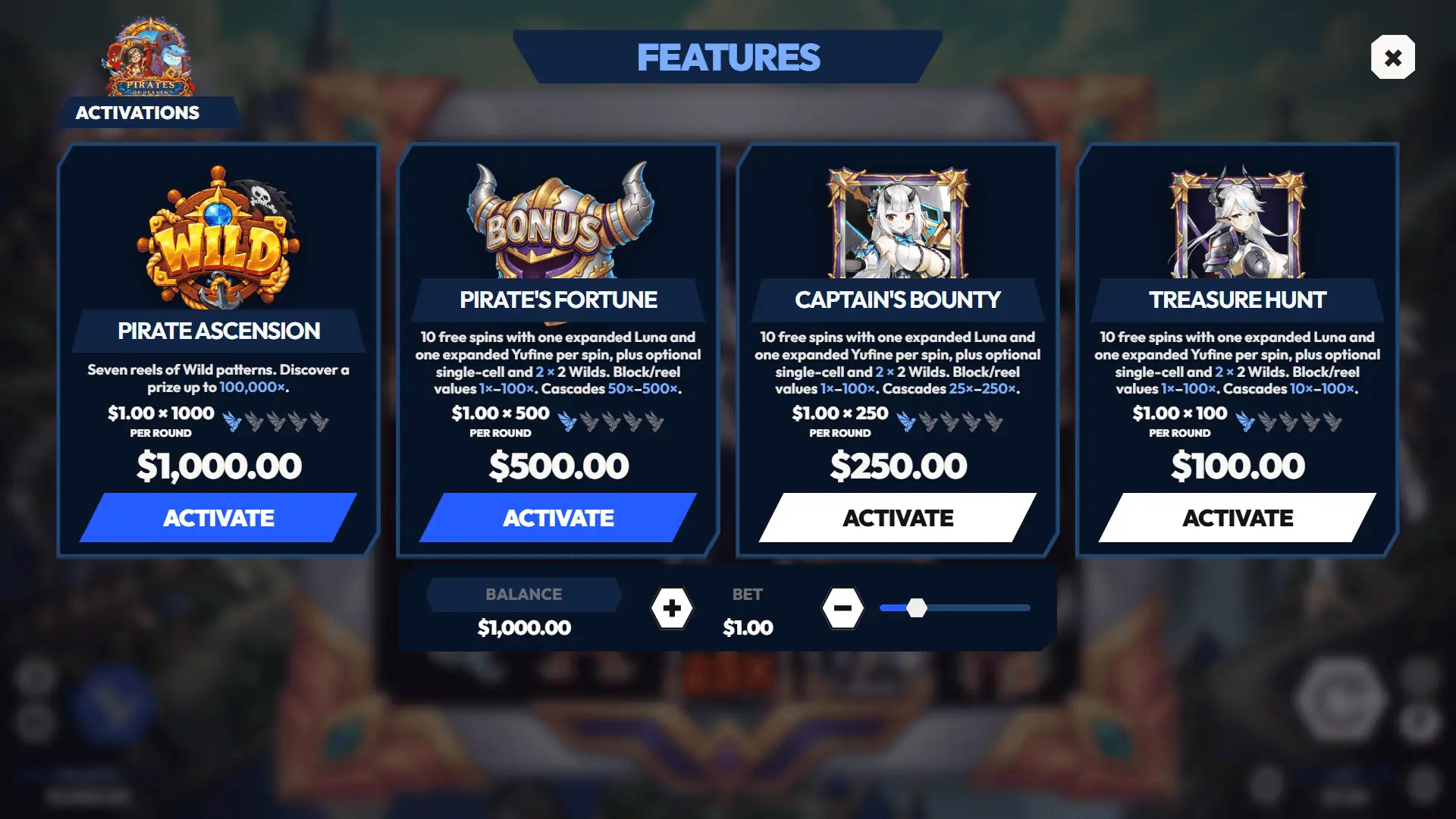 Crown of Dragons bonus buy menu