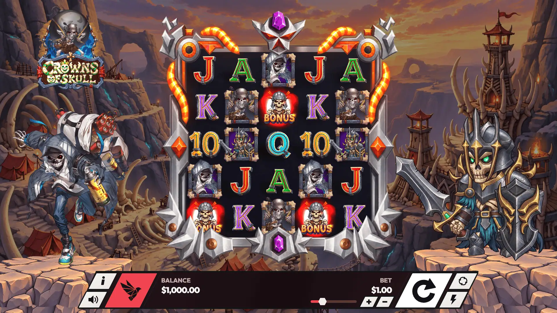 Crown of Skull slot gameplay reels